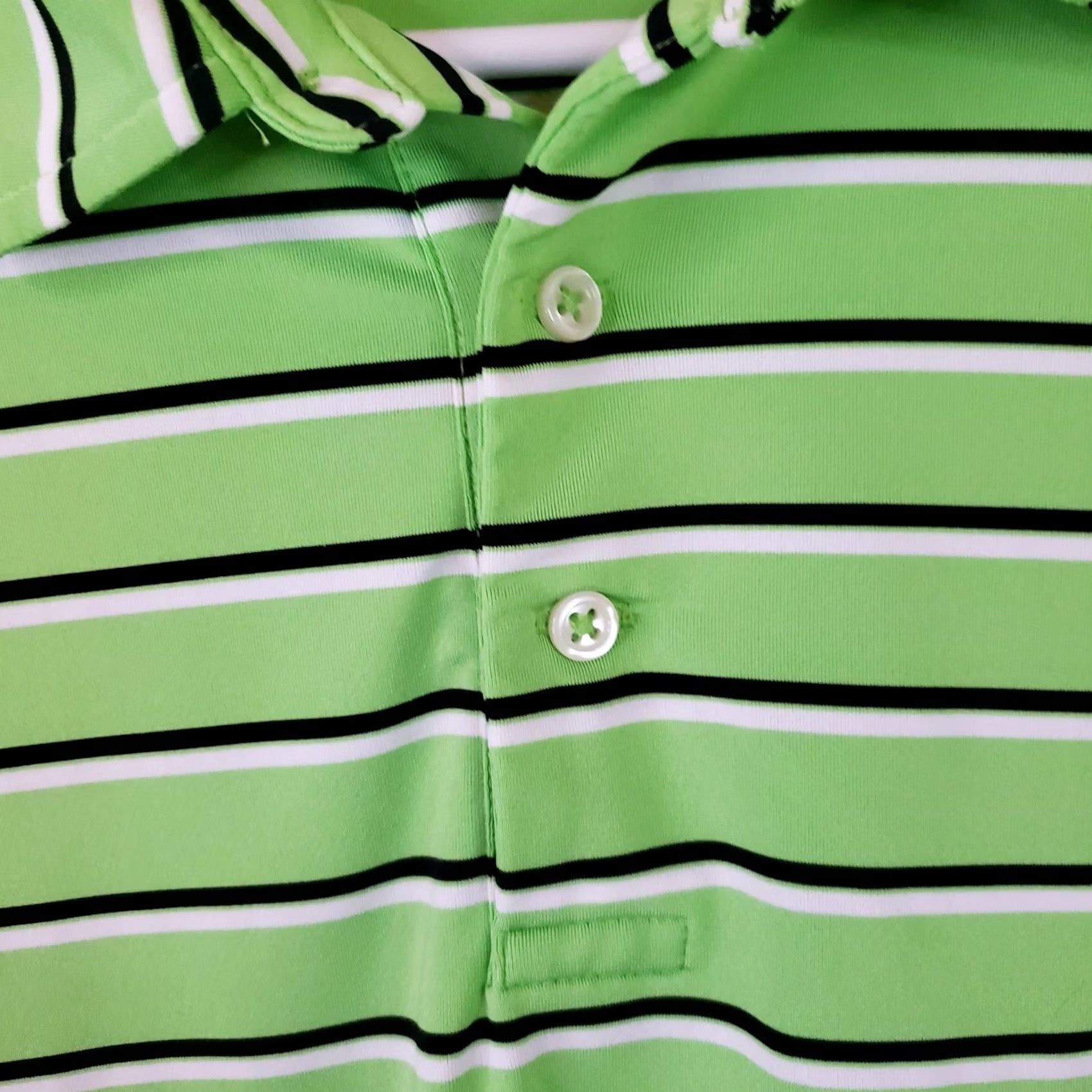 Polo Ralph Lauren Polo Ralph Lauren Performance Polo Men's L Bright Green Blue Striped Golf Shirt Size US L / EU 52-54 / 3 - 6 Thumbnail