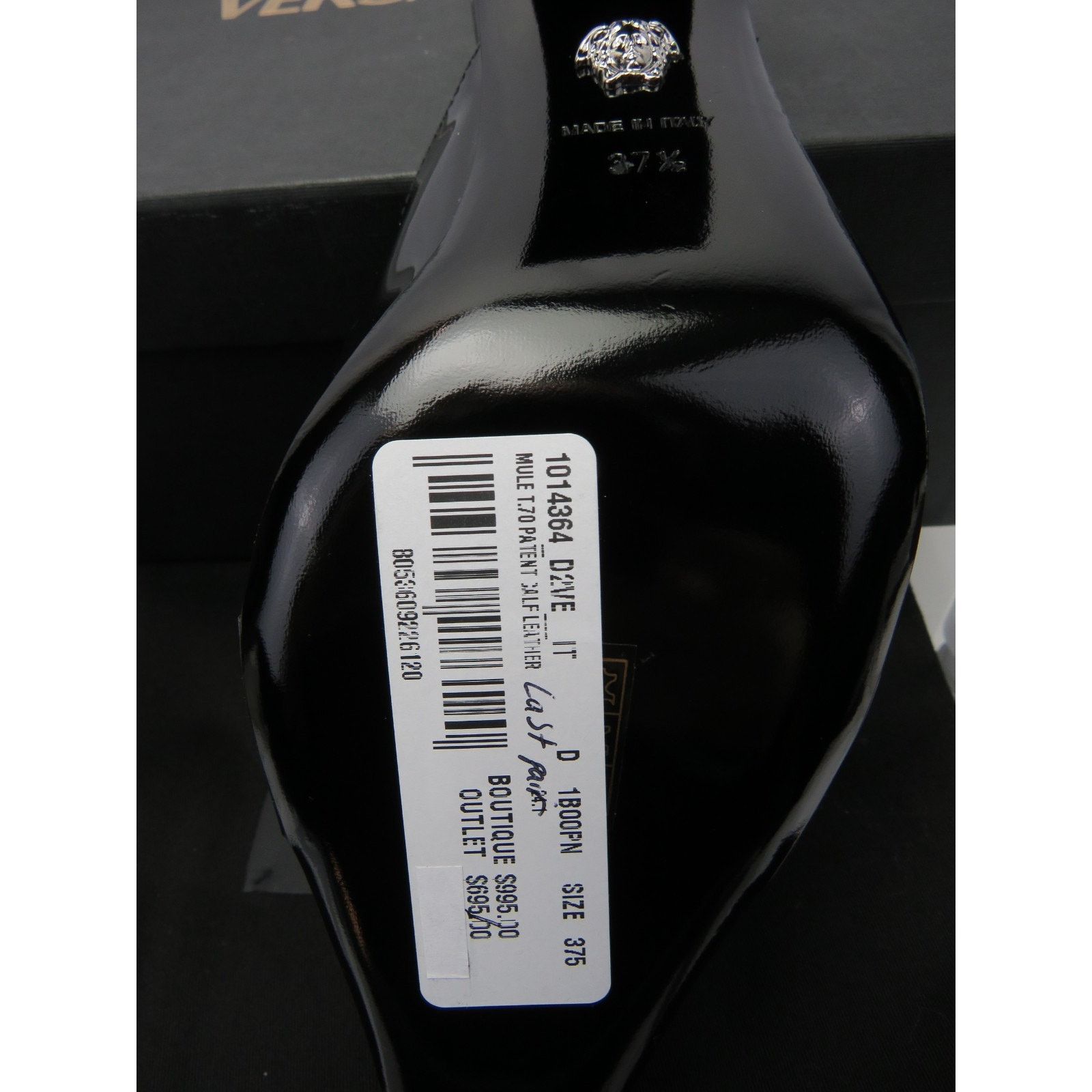 Versace VERSACE BLACK PATENT LEATHER COIN MEDUSA SANDALS PUMPS 37.5 Size US 7.5 / IT 37.5 - 11 Thumbnail