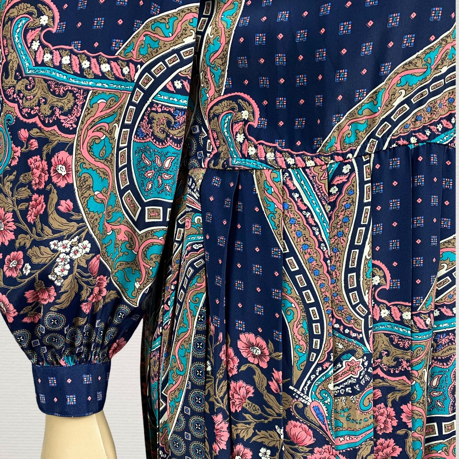 Other VTG Leslie Fay Blue Floral Paisley Midi Casual Dress 12P Size XL / US 12-14 / IT 48-50 - 4 Thumbnail