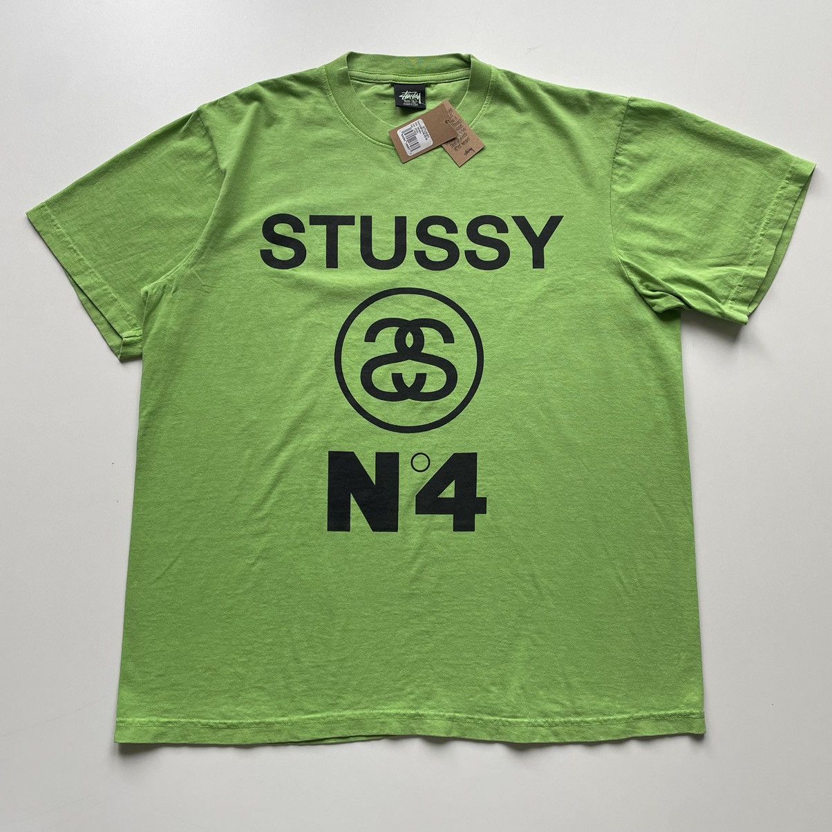image of Stussy No.4 Pigment Dyed Graphic T Shirt Large Green Nwt, Men's