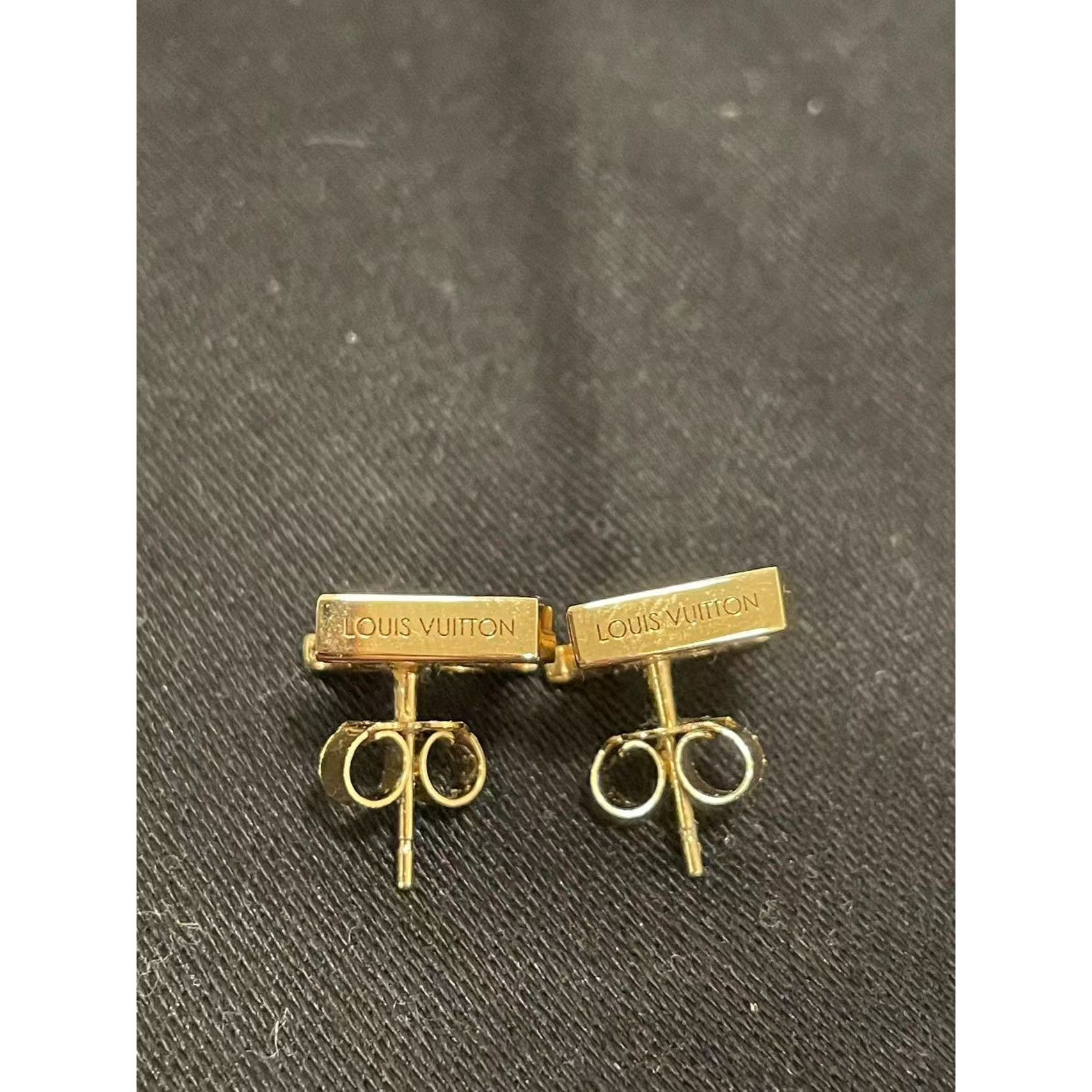 Louis Vuitton Louis Vuitton Authentic Gold & Pink LV Monogram Stud Earring Size ONE SIZE - 4 Thumbnail