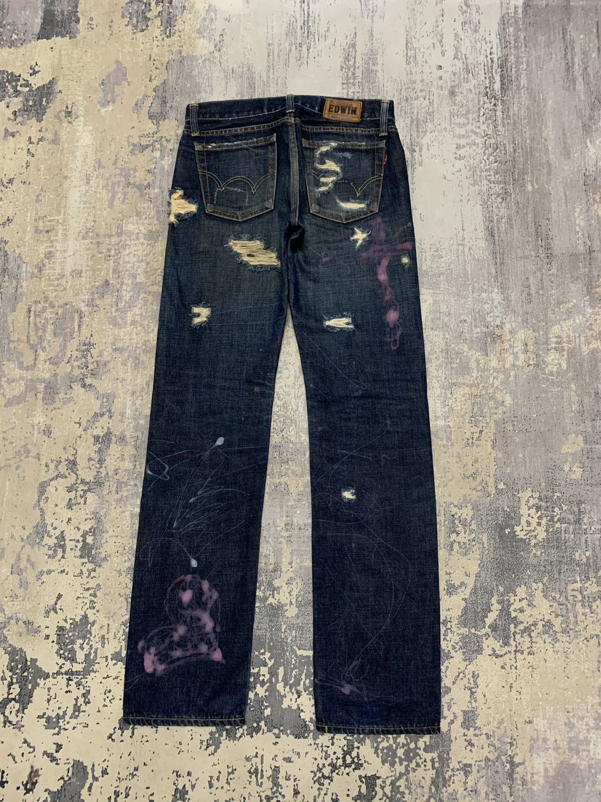 Japanese Brand Edwin 505 Lowrize Selvedge Distressed Denim Jeans W30x32.5 Size US 30 / EU 46 - 10 Thumbnail