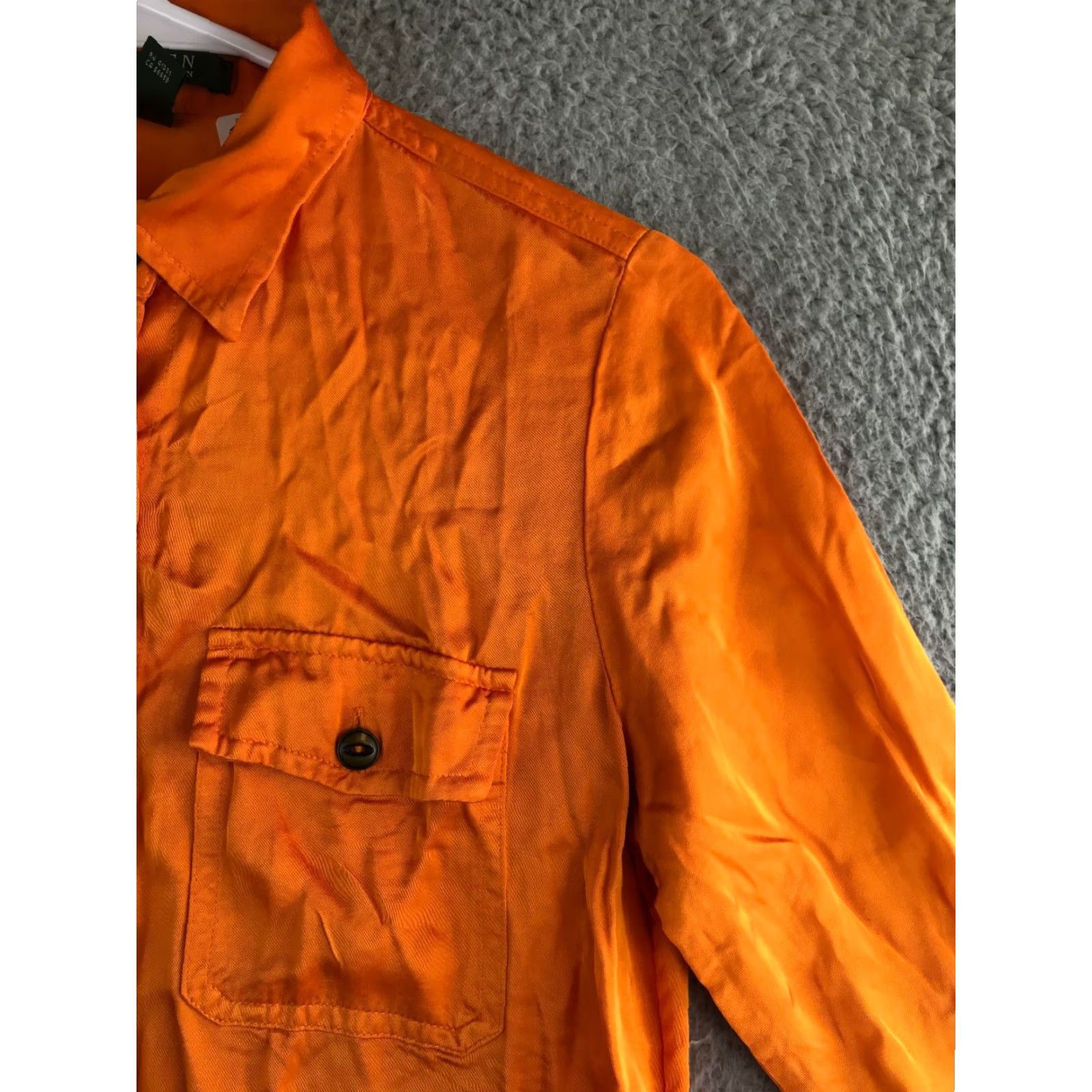 Ralph Lauren VINTAGE Lauren Ralph Lauren Shirt Dress Women's 2 Orange Long Sleeve Collared Button Up Size XS / US 0-2 / IT 36-38 - 6 Thumbnail