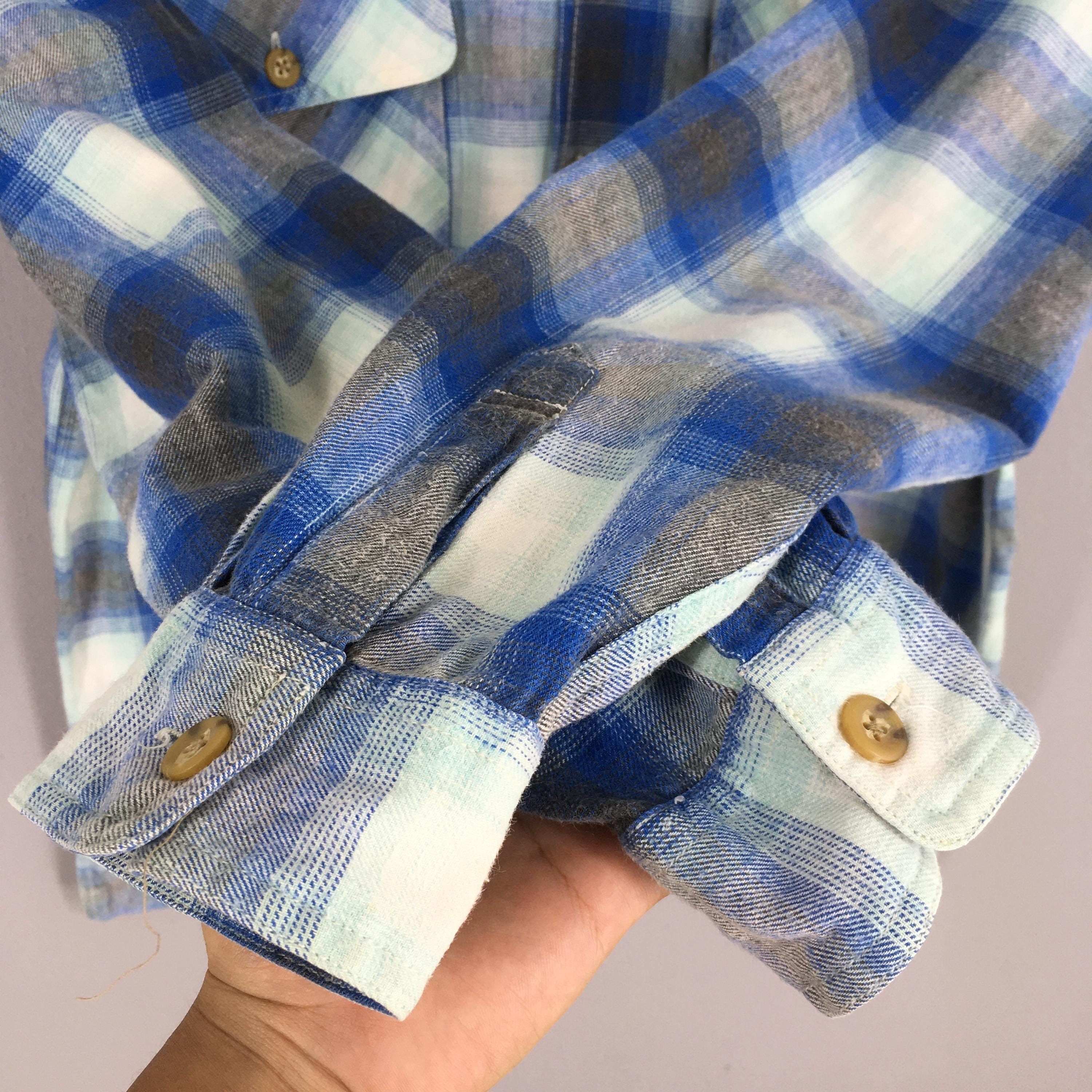 Flannel × Vintage Vintage Plaid Shadow Blue Flannel Shirt Large Size US L / EU 52-54 / 3 - 4 Thumbnail