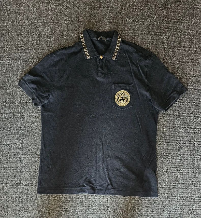 Versace Versace Black Short Sleeve Polo Shirt-yf Size US L / EU 52-54 / 3 - 1 Thumbnail