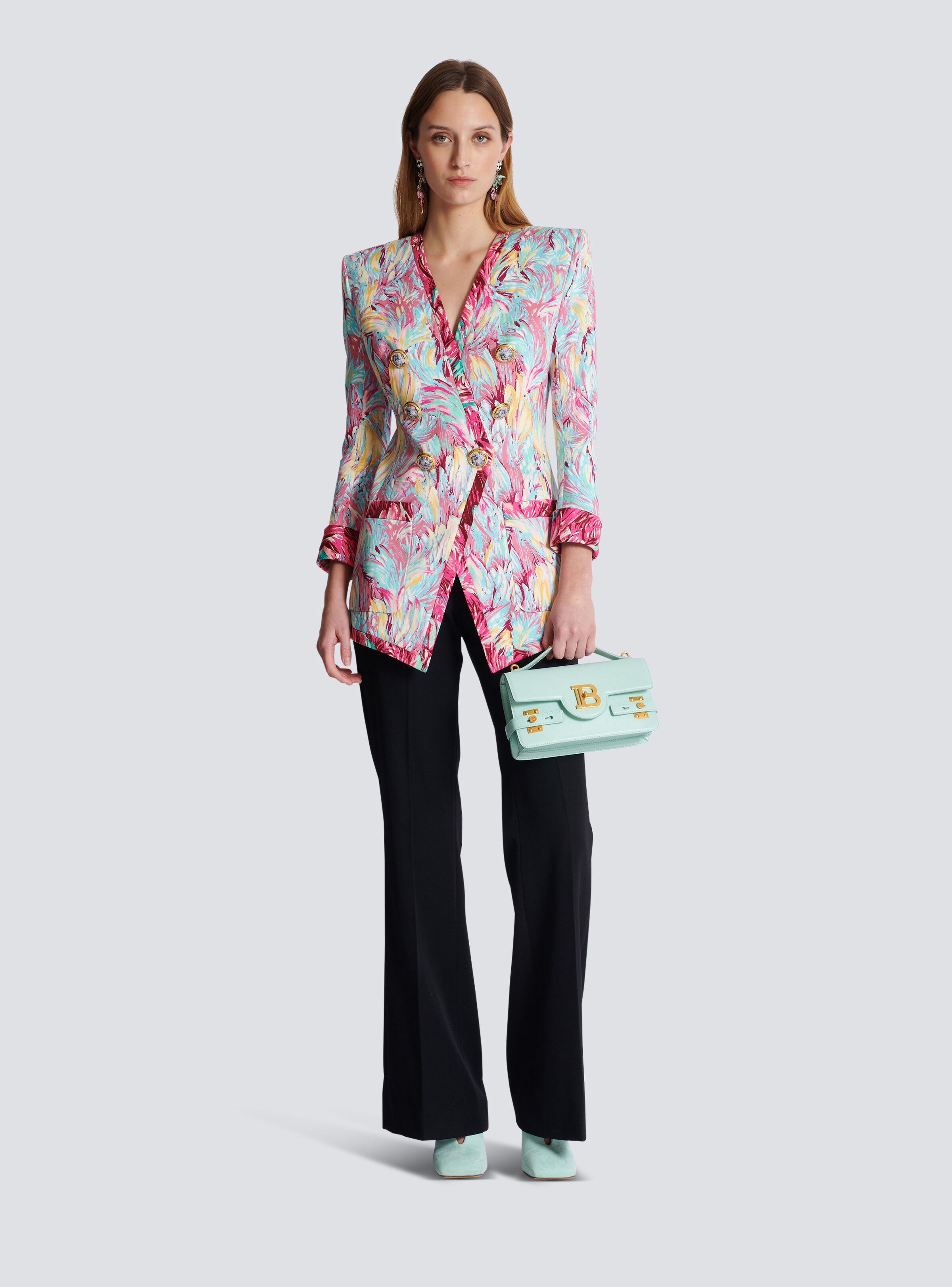 Balmain o1s1wg110825 6Button Jacket With Feather Print in Multicolor Size XL / US 12-14 / IT 48-50 - 2 Thumbnail