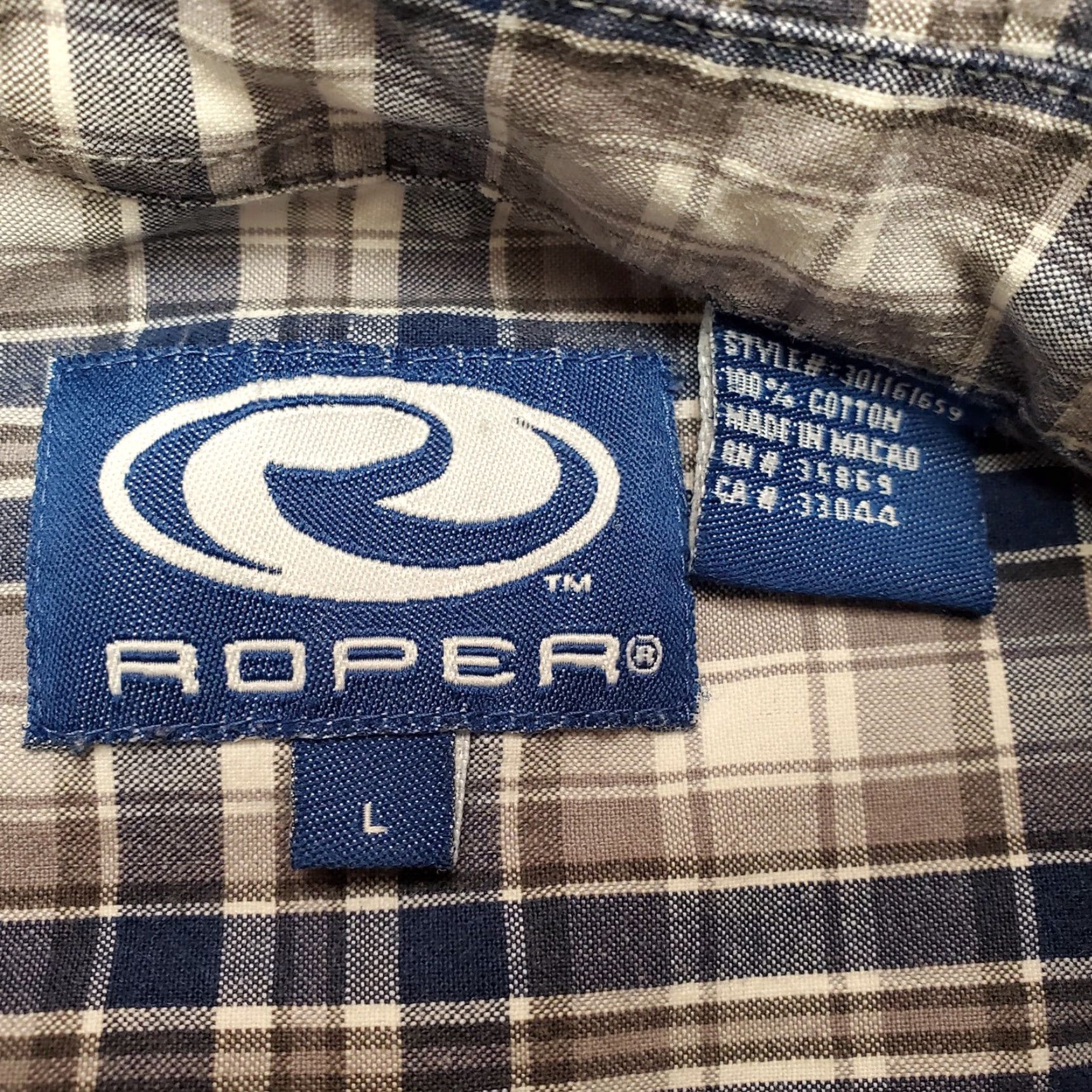 Roper Roper Shirt Mens Large Blue Plaid Long Sleeve Button Western Cowboy Rodeo Casual Size US L / EU 52-54 / 3 - 5 Thumbnail