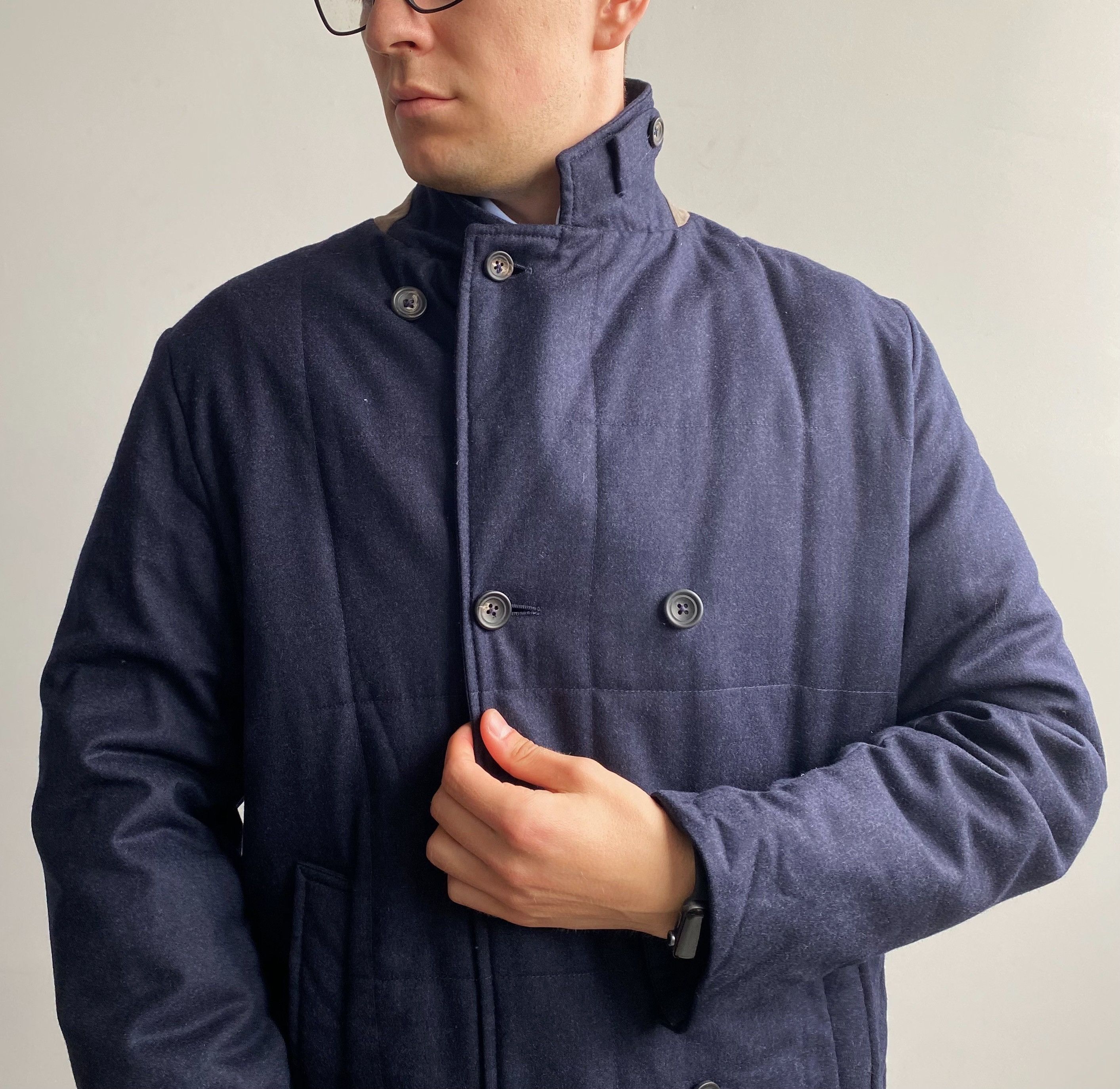 Hackett Hackett London Savile Row Wool Quilted Coat Size US XL / EU 56 / 4 - 4 Thumbnail