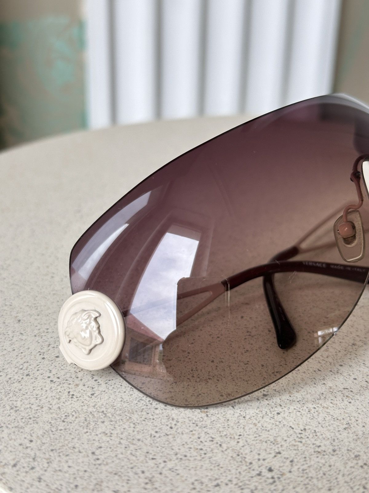 Versace VERSACE Shield Mask Beige Brown Medusa Sunglasses Mod. 2038 Size ONE SIZE - 17 Thumbnail