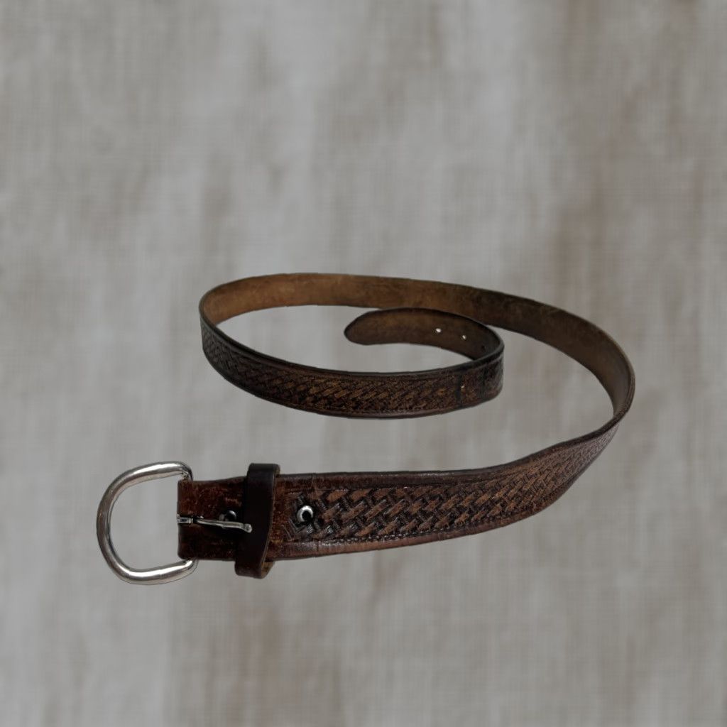 Vintage VINTAGE Brown Leather Wester Belt Mens Size 48 Unbranded Belt Men Brown Leather 48 Vintage Size ONE SIZE - 1 Thumbnail