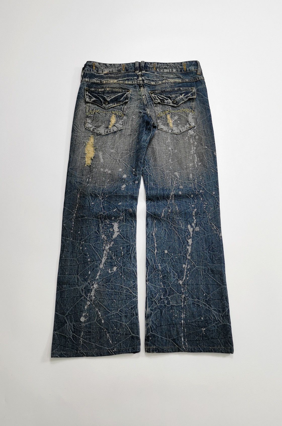 Tornado Mart Midas Japan Silver Paint Distressed Denim Jeans Size US 32 / EU 48 - 6 Thumbnail