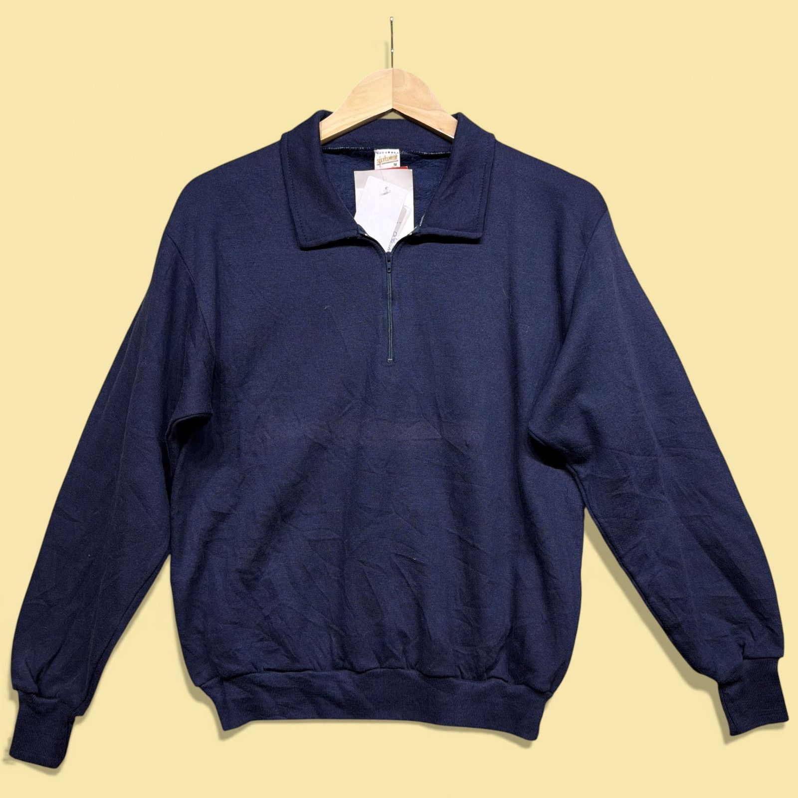 Vintage Vintage 80s Deadstock Sportswear Quarter Sweatshirt Medium Size US M / EU 48-50 / 2 - 1 Thumbnail