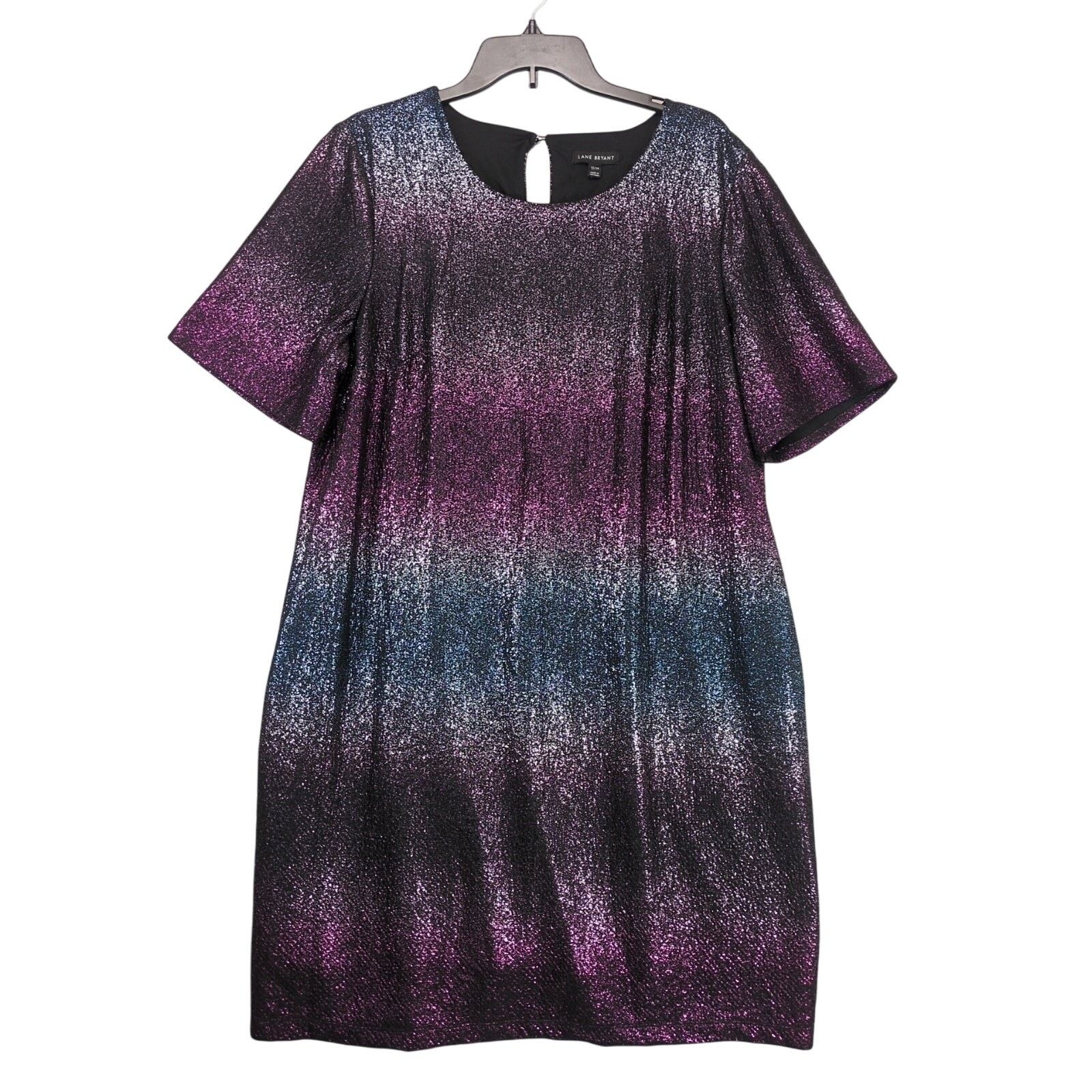Other Lane Bryant Perfect Sleeve Purple Ombre Metallic Shift Dress Size XXL / US 16-18 / IT 52-54 - 2 Thumbnail