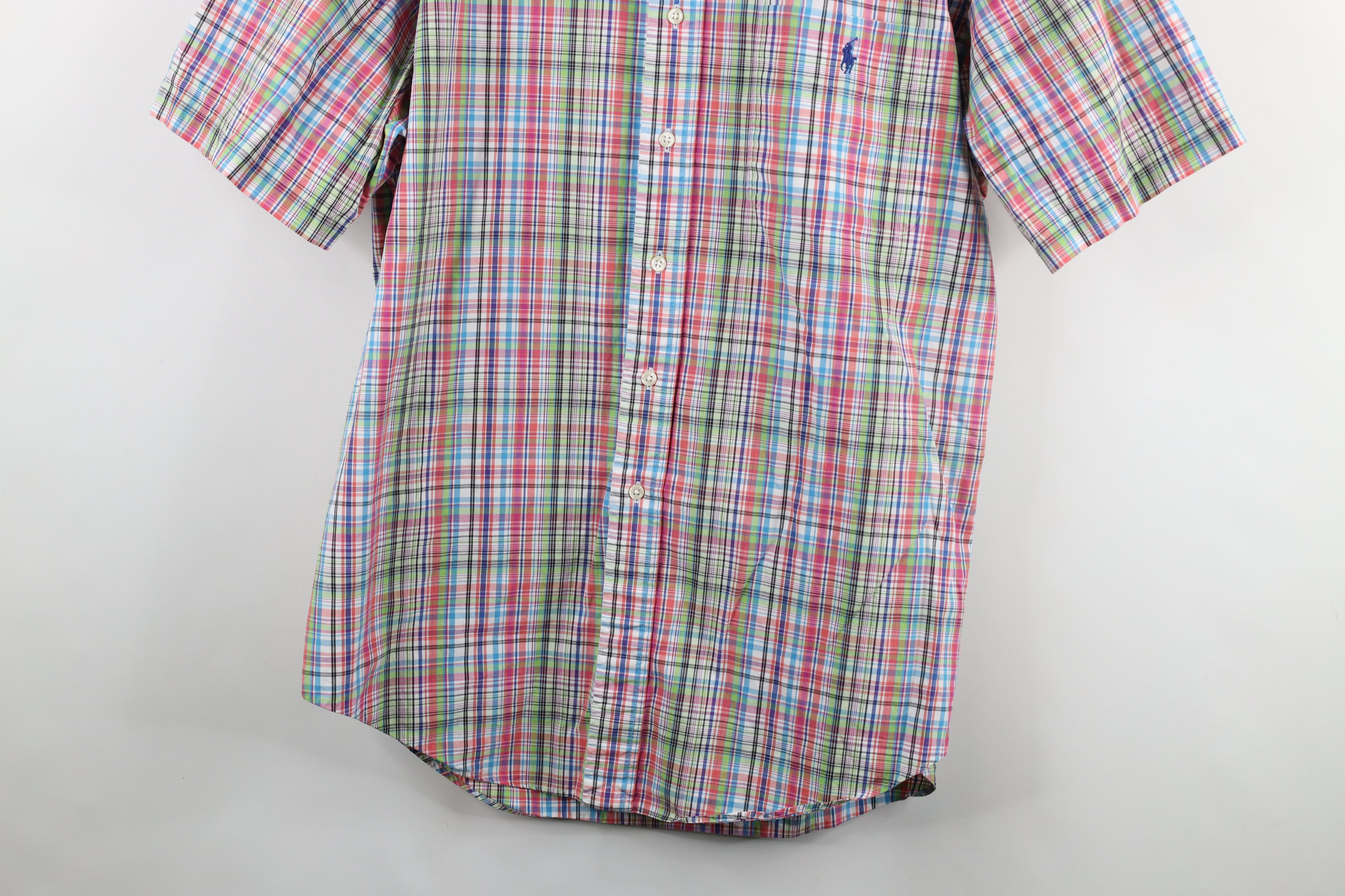 Ralph Lauren × Vintage Vintage 90s Ralph Lauren Fit Rainbow Plaid Button Down Shirt Size US L / EU 52-54 / 3 - 3 Thumbnail