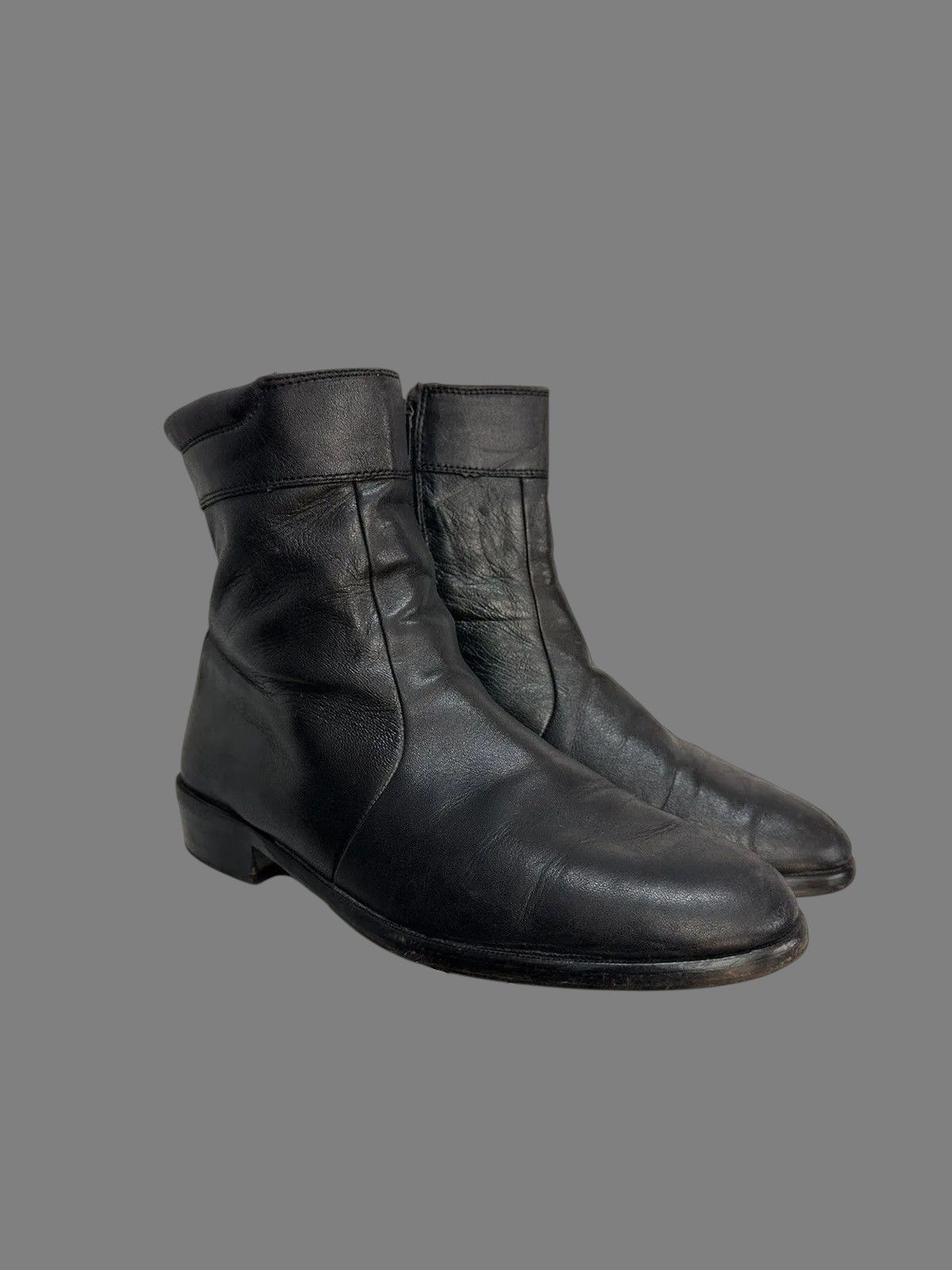 A.S.98 Black Leather Combat Boots Minimal Military Tech Style Size US 9 / IT 39 - 2 Thumbnail
