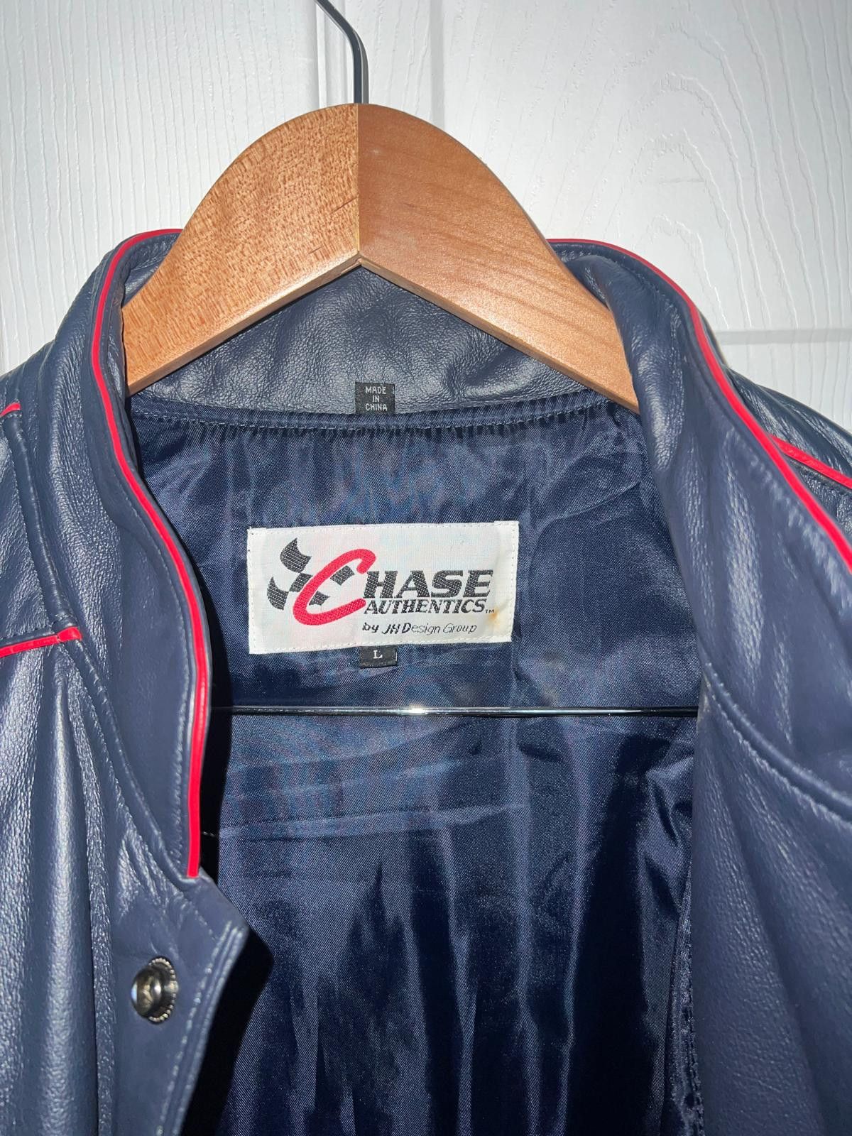 Chase Authentics Miller Lite Vintage NASCAR Navy Leather Jacket Size US L / EU 52-54 / 3 - 7 Thumbnail