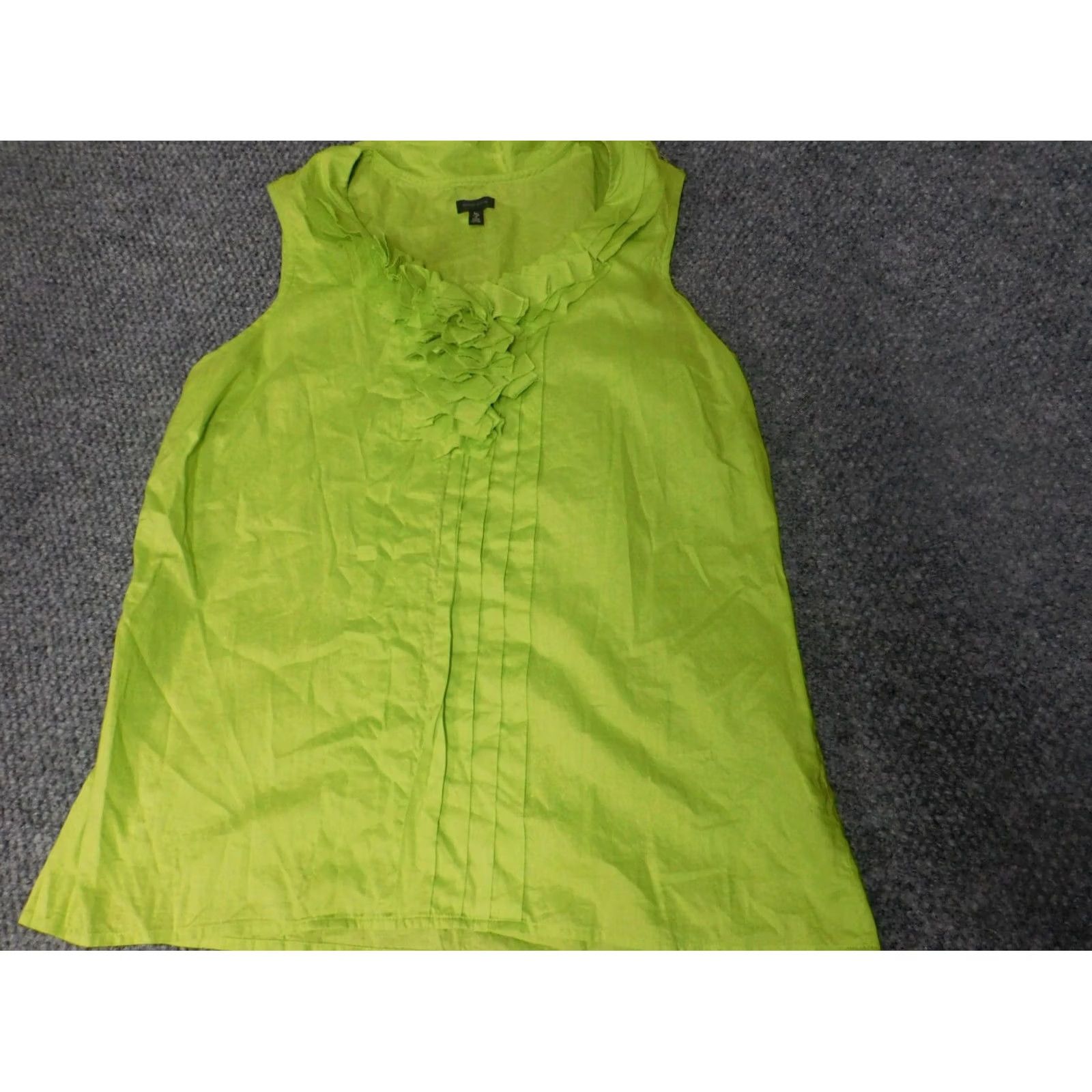 Madison Madison Blouse Shirt Womens Large Green Collared Pullover Sleeveless Casual 100% Cotton Ruffle Casual Vintage No Size L / US 10 / IT 46 - 3 Thumbnail