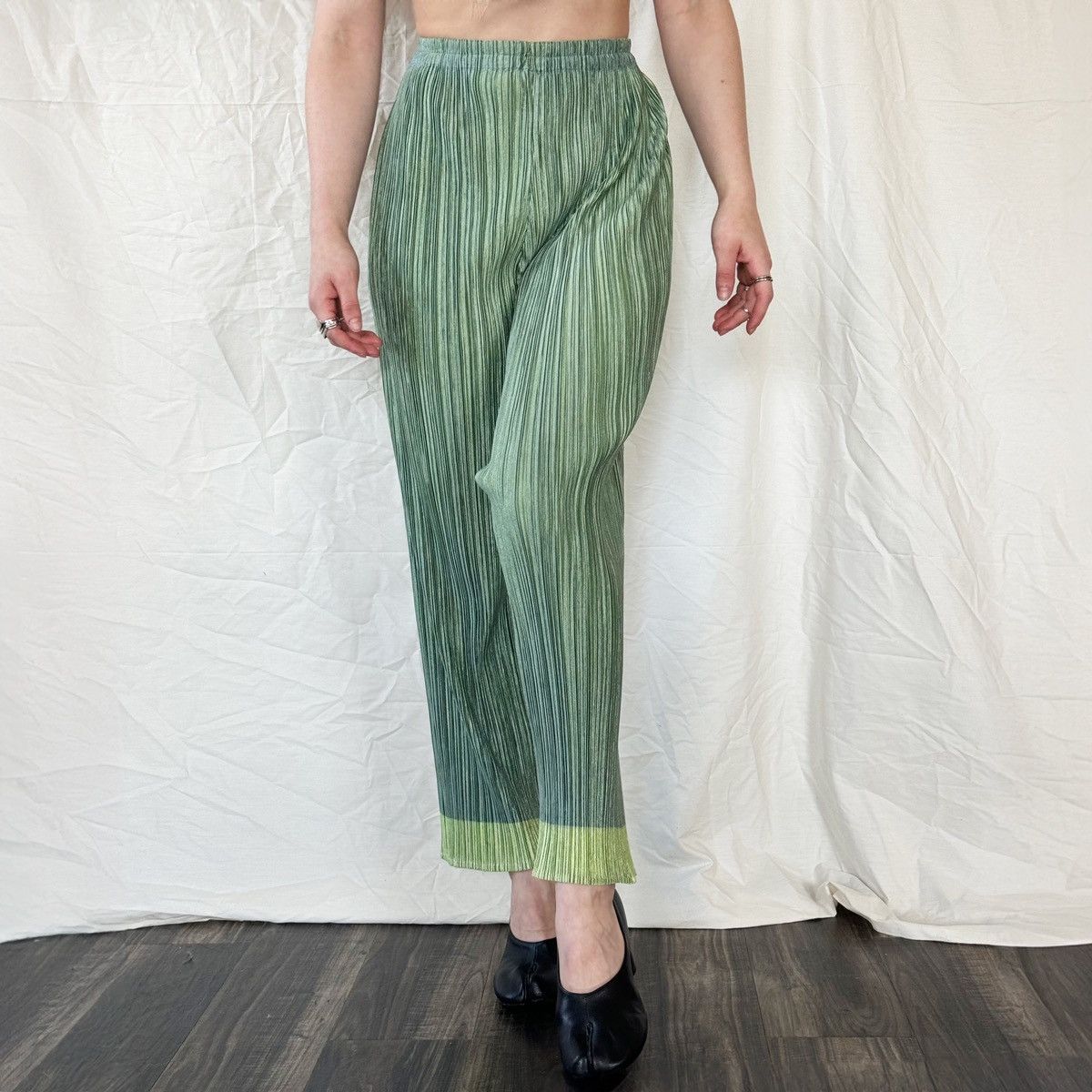 Issey Miyake × Pleats Please Issey Miyake Pleats Please Two-Tone Green Pants Size 27" / US 4 / IT 40 - 1 Thumbnail