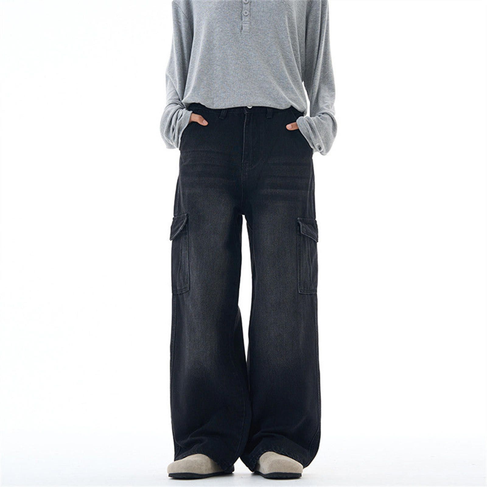 Vintage Light Blue Wide Leg Cargo Denim Jeans, Relaxed Fit Size US 32 / EU 48 - 7 Thumbnail