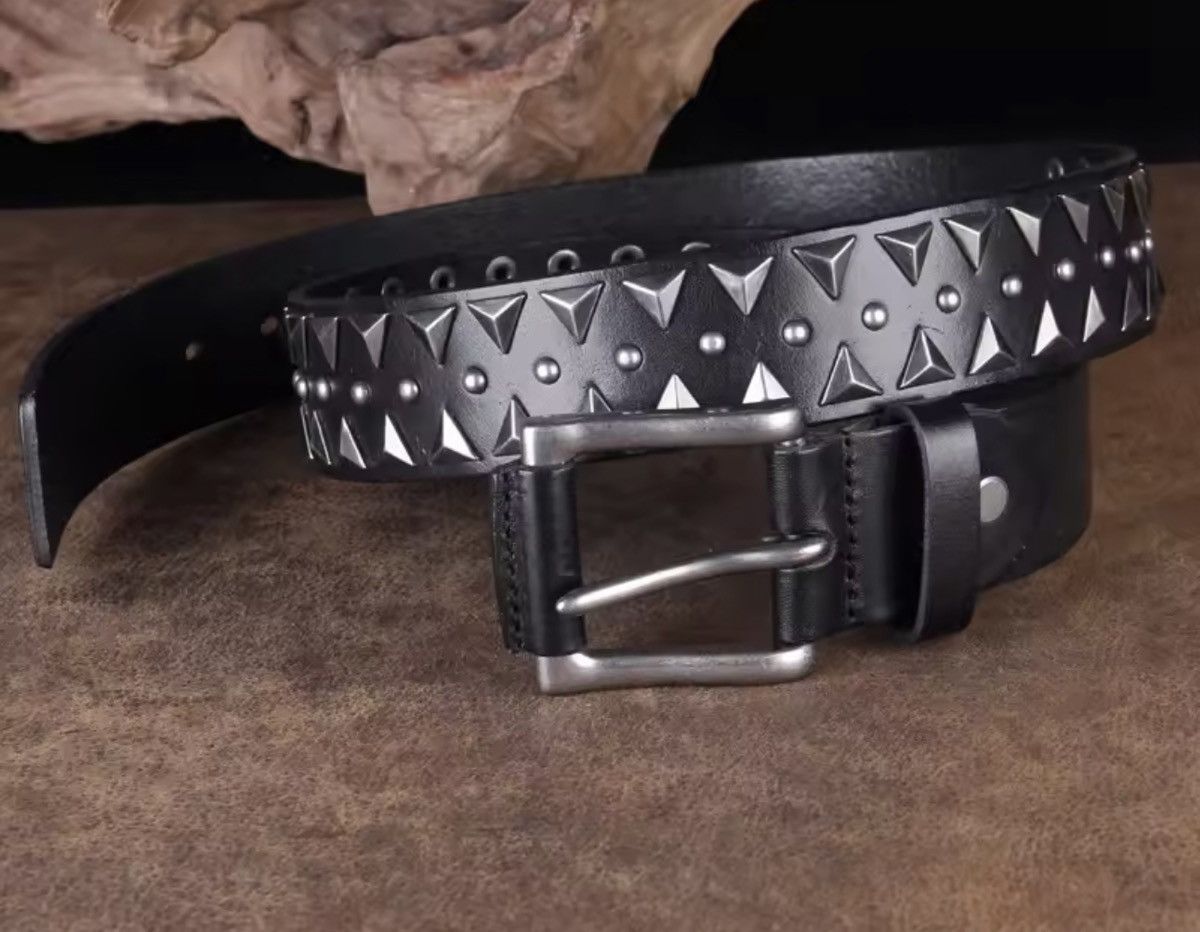Japanese Brand 100 cm Studded Heavy Metal Style Belt Genuine Leather Size ONE SIZE - 5 Thumbnail