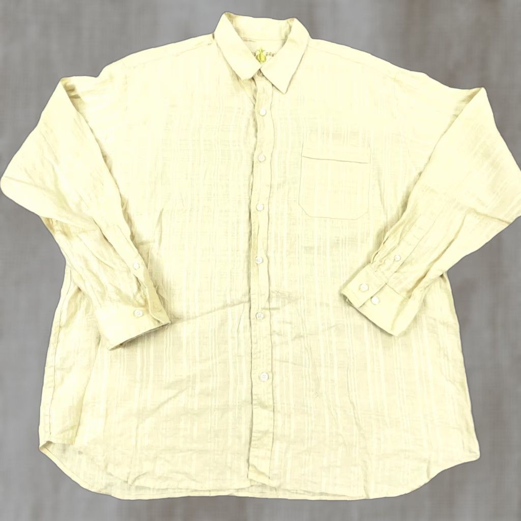 Tommy Bahama Tommy Bahama Linen Shirt Men XL Yellow Button Up Dress Casual Flat Pocket Adult Size US XL / EU 56 / 4 - 1 Thumbnail