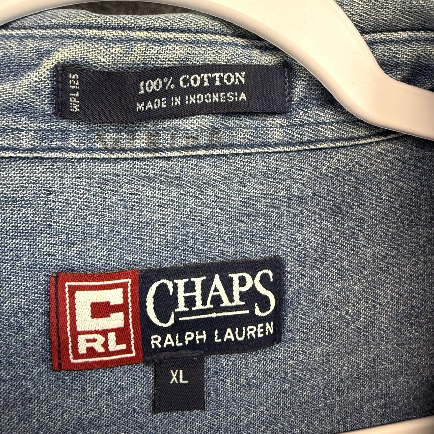 Chaps VINTAGE Chaps Ralph Lauren Denim Shirt Mens XL Embroidered Classic Cotton 90s Size US XL / EU 56 / 4 - 4 Thumbnail