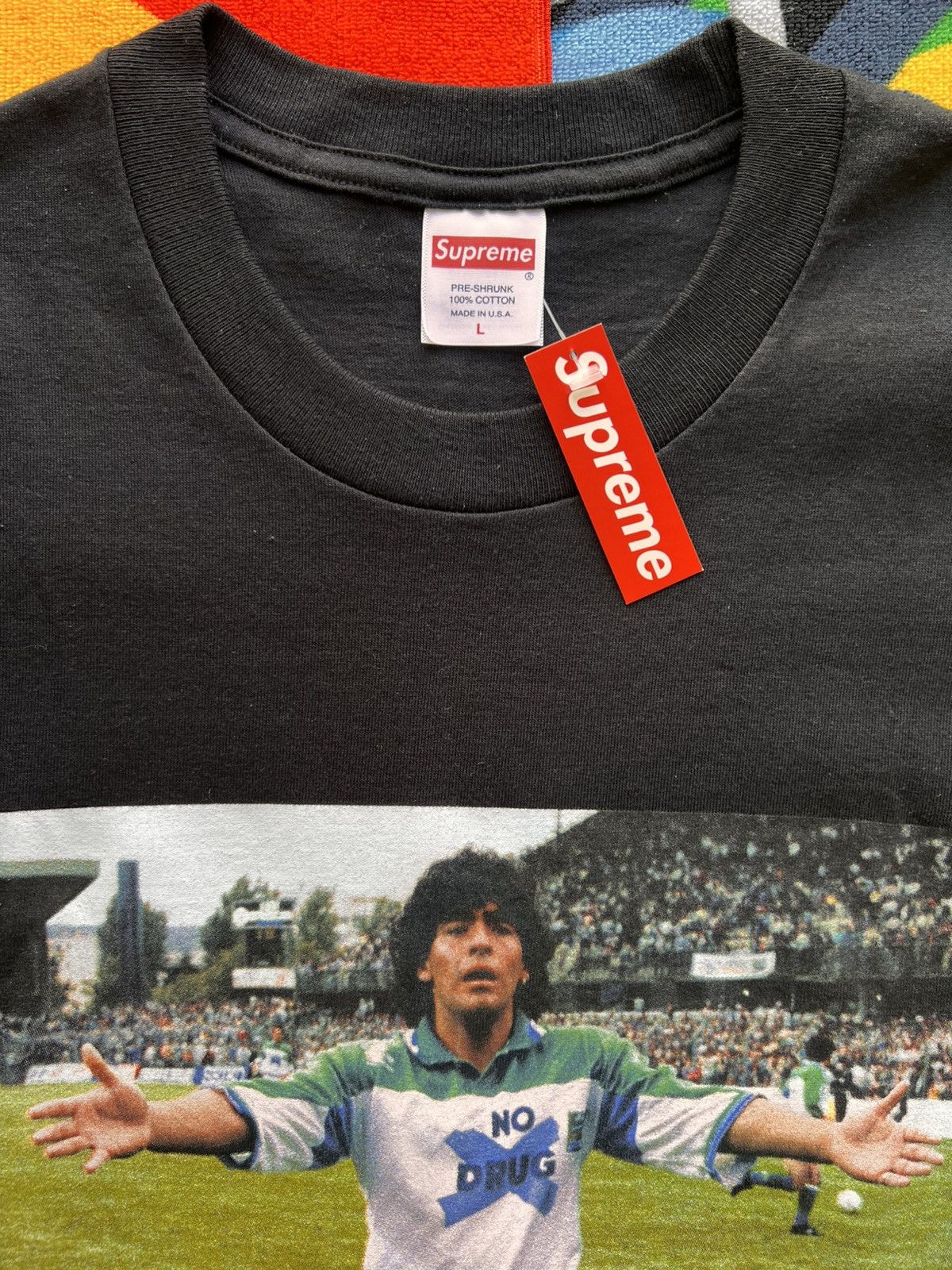 Supreme L Supreme Maradona Tee black T-shirt football diego no drugs Size US L / EU 52-54 / 3 - 13 Thumbnail
