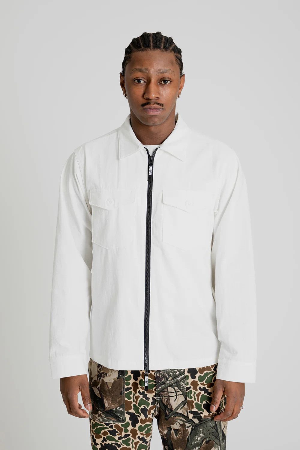 Brother Brother Ripstop Military Zip LS Shirt in White Size US XL / EU 56 / 4 - 6 Thumbnail