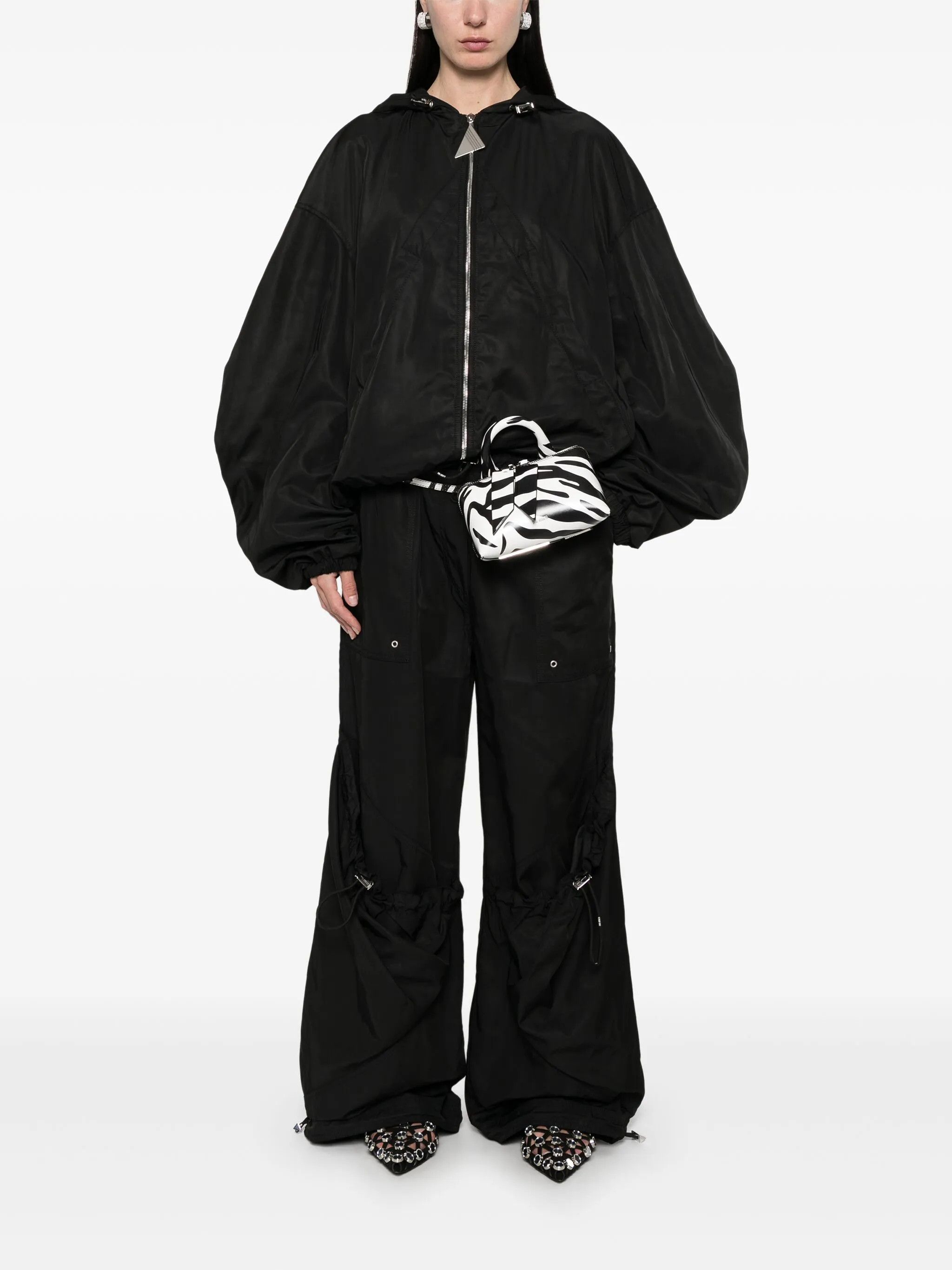 The Attico o1s22i1n0325 Elasticated Loose Fit Trousers in Black Size 27" / US 4 / IT 40 - 2 Thumbnail