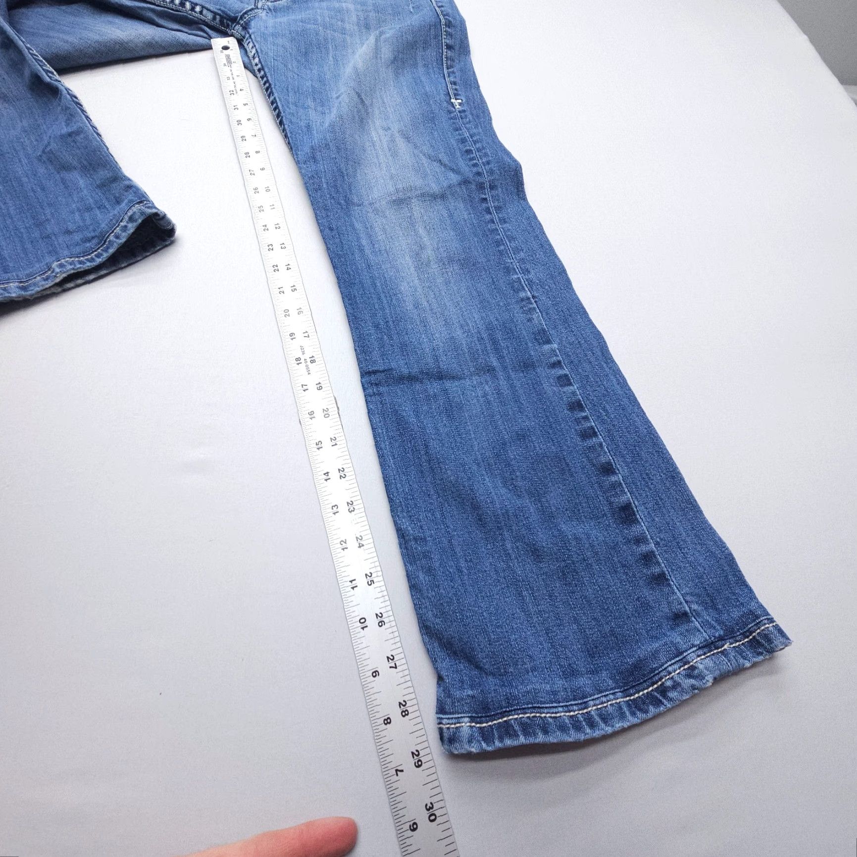 Vintage Cowgirl Tuff Jeans Shirt Bootcut Women 29 29 Blue Western Cowboy Denim Cotton Blend Medium Solid 5-Pocket Vintage: No Size 29" - 4 Thumbnail