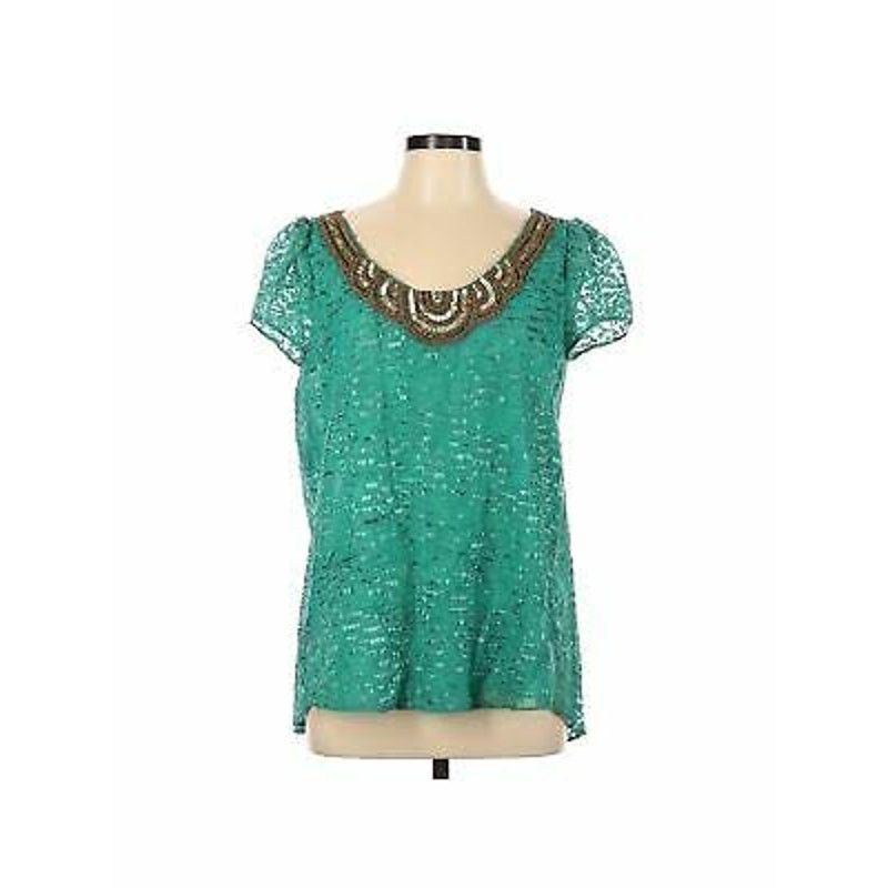 Neiman Marcus Sachin + Babi for Anthropologie Carcanet Blouse Aqua Green Size S / US 4 / IT 40 - 5 Thumbnail