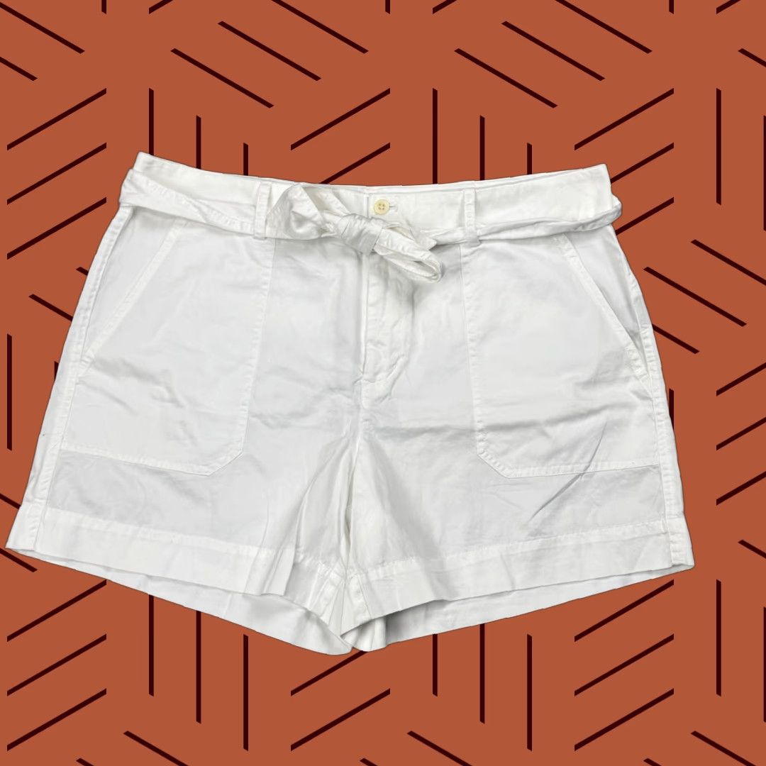 Polo Ralph Lauren VINTAGE Polo Ralph Lauren Womens Shorts Chino Stretch White Belted 10 Adult Regular 34" Waist 5" Inseam Size 32" / US 10 / IT 46 - 1 Thumbnail