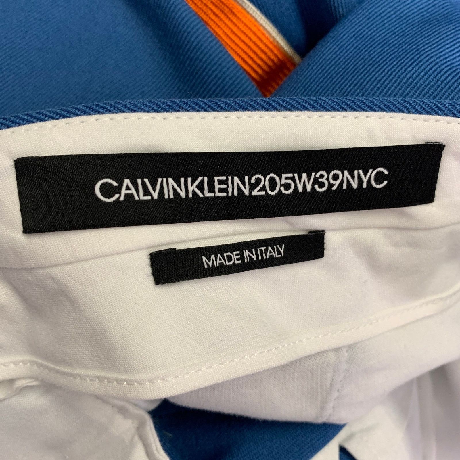 Calvin Klein 205W39NYC Size L Blue Orange Stripe Wool Flat Front Dress Pants Size US 34 / EU 50 - 6 Thumbnail