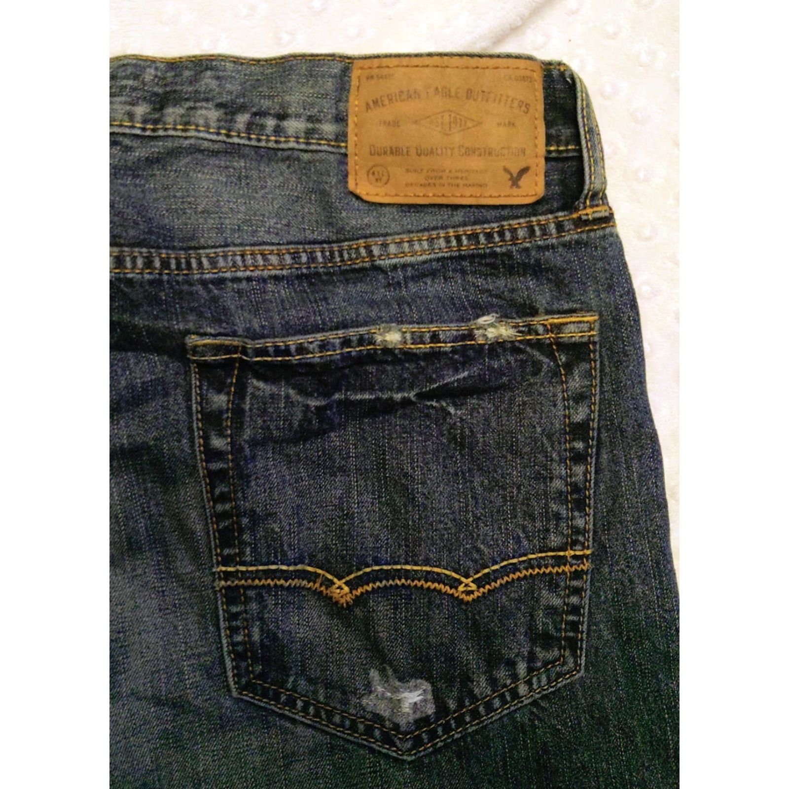 American Eagle Outfitters American Eagle Outfitters Jeans Mens Dark Blue Denim 5-Pocket Button Zip 34x32 Straight Rise Mid Wash Dark Blue Denim Jeans Men Size US 34 / EU 50 - 7 Thumbnail