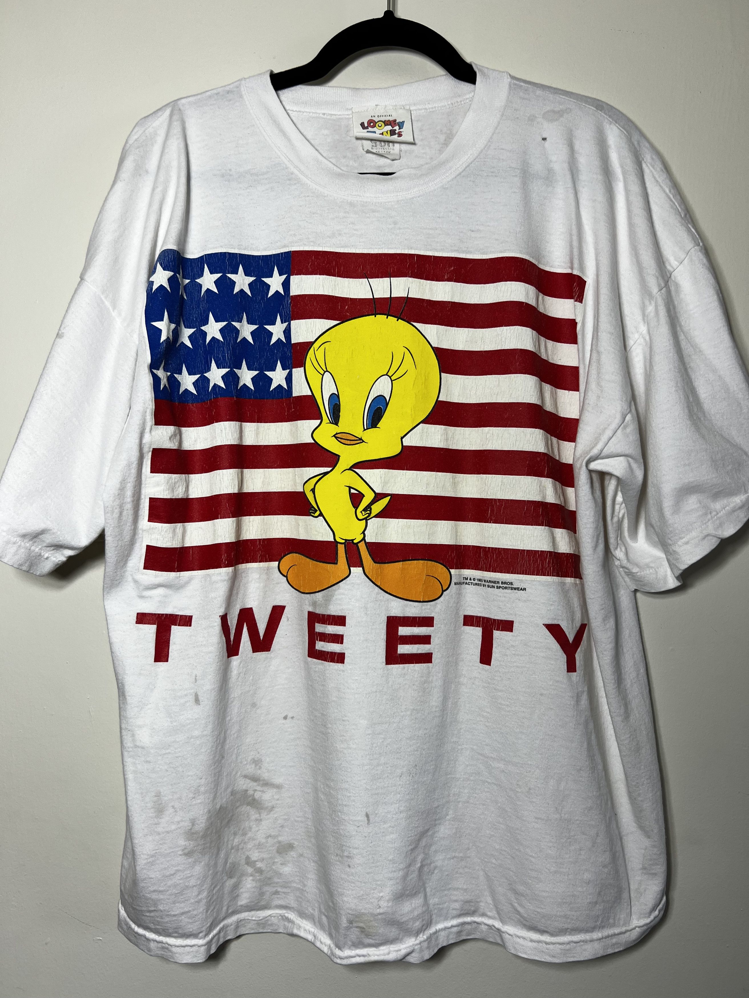 Warner Bros Vintage 1995 Tweety Bird American Flag Warner Bros T-Shirt Size US XXL / EU 58 / 5 - 1 Thumbnail