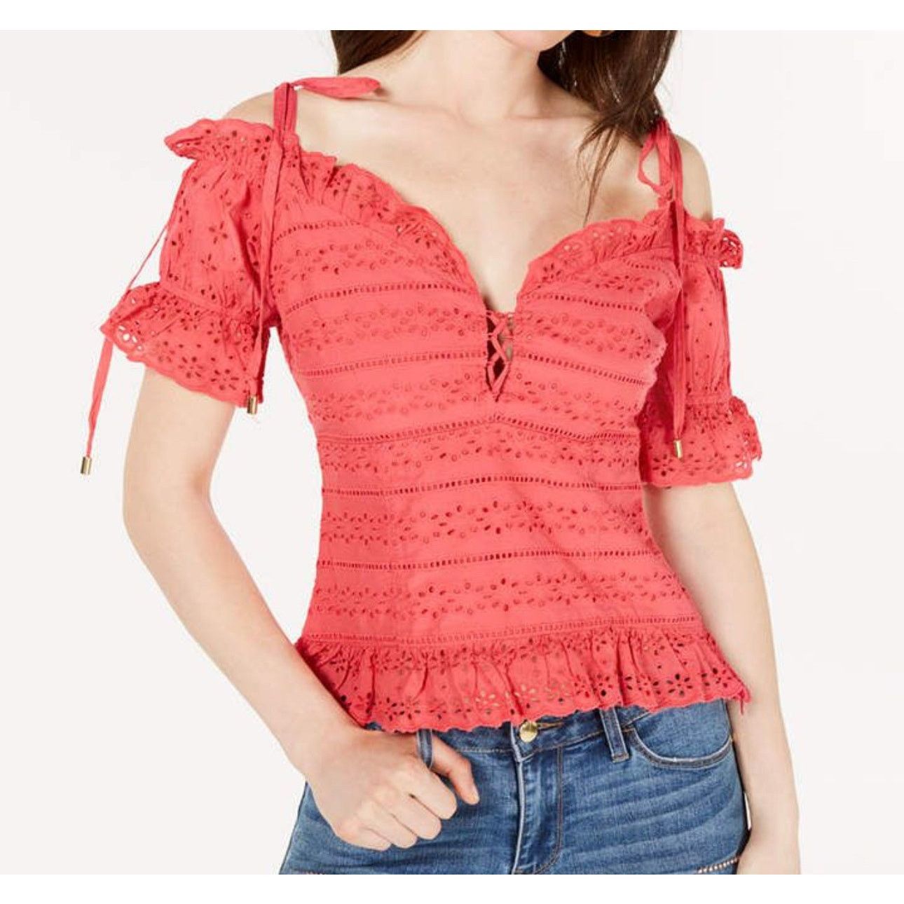 Guess Guess pink Isotta Cotton Eyelet Top size XS Size XS / US 0-2 / IT 36-38 - 1 Thumbnail