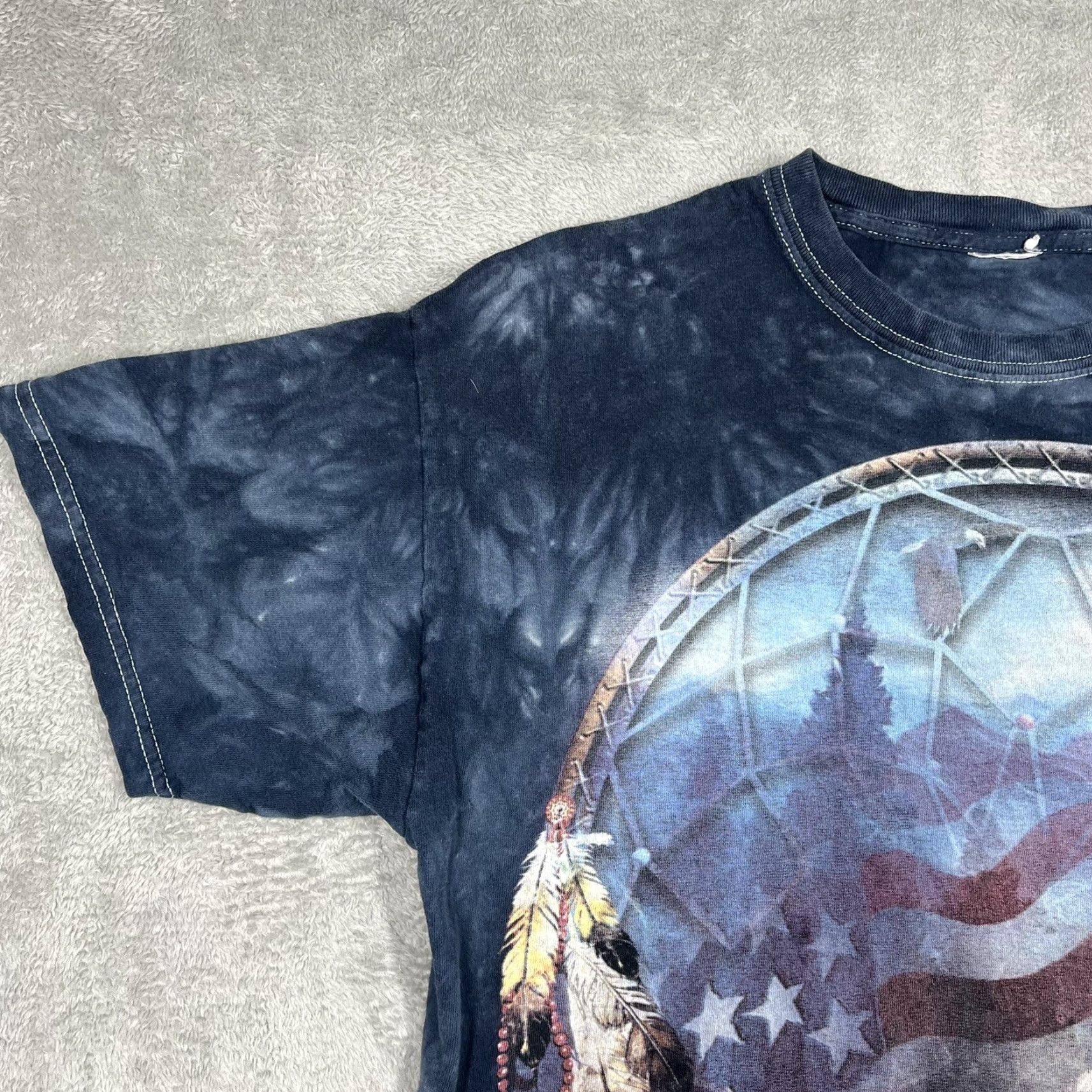 The Mountain The Mountain Tie Dye T-Shirt Dream Catcher Eagle American Flag Size L Blue Men Size US L / EU 52-54 / 3 - 4 Thumbnail