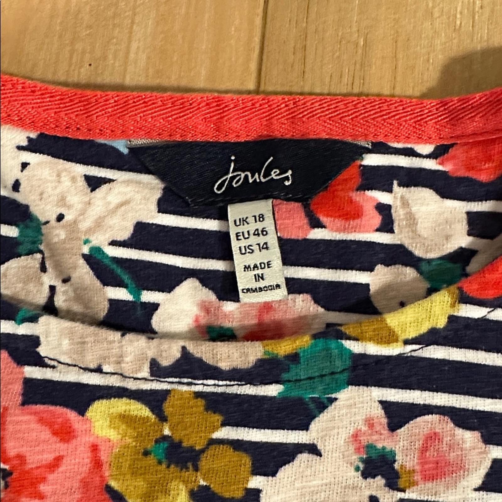 Other Joules SS Harbor Striped Floral T Size 14 Navy 100% Cotton Size XL / US 12-14 / IT 48-50 - 2 Thumbnail