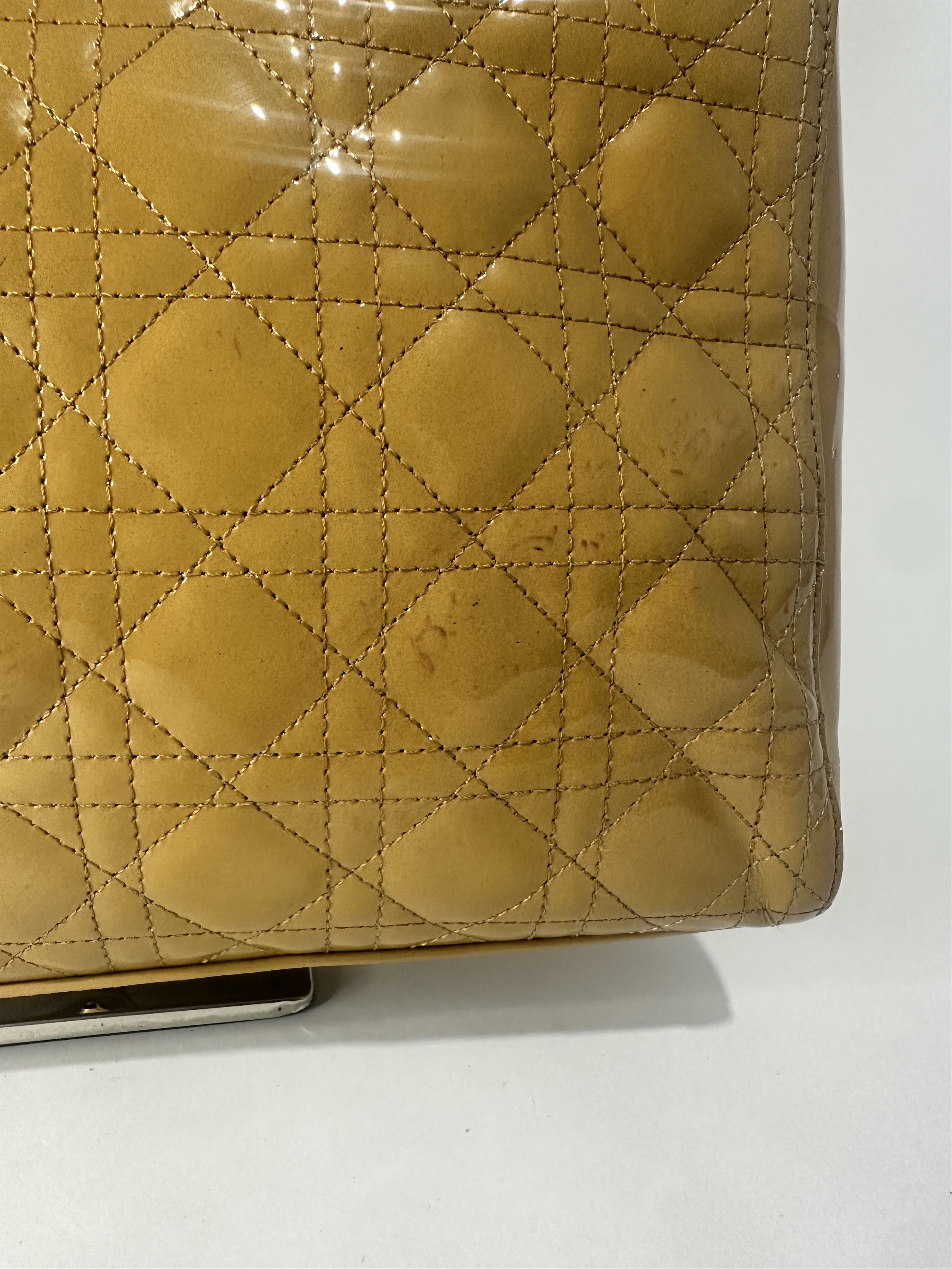 Dior Dior Mustard Yellow Cannage Patent Leather Lady Dior Tote Size ONE SIZE - 5 Thumbnail