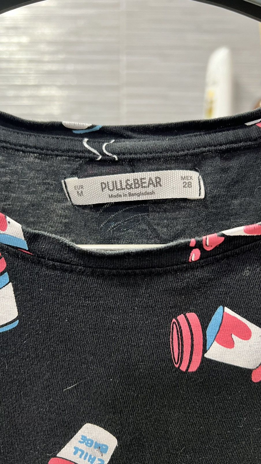 Pull & Bear Pull & Bear Women's Black Cotton Coffee Short Sleeve T-Shirt Size M / US 6-8 / IT 42-44 - 5 Thumbnail
