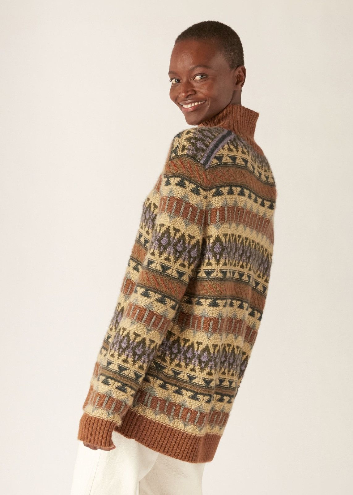 Loro Piana o1srvl11e0125 Cashmere Jacquard Turtleneck Sweater Size L / US 10 / IT 46 - 4 Thumbnail