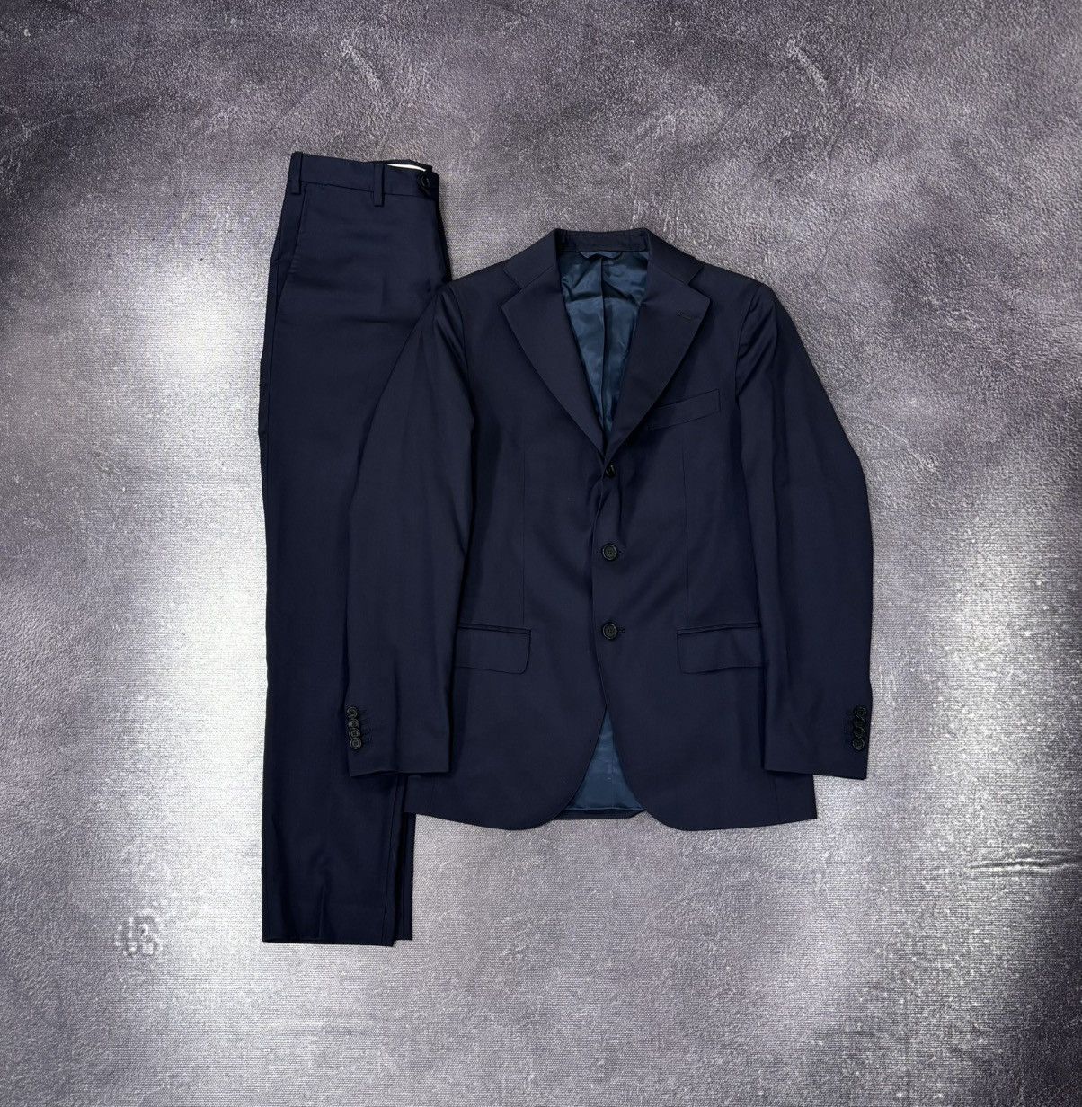 Other De Petrillo Napoli Gaiola Navy Blue Italian Luxury Wool Suit Size 46R - 1 Thumbnail