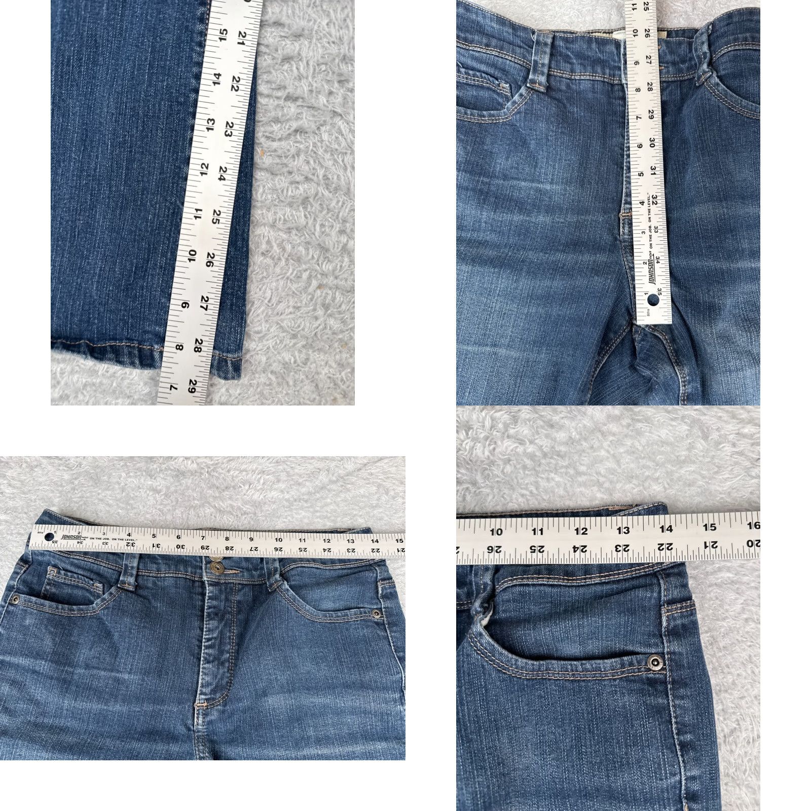 Denime Sonoma Jeans Womens 10 Blue Denim Flared Mid Rise 28x29 Cotton Stretch Jeans - City Theme, 5-Pocket, Dark Wash, Regular Size 32" / US 10 / IT 46 - 8 Thumbnail