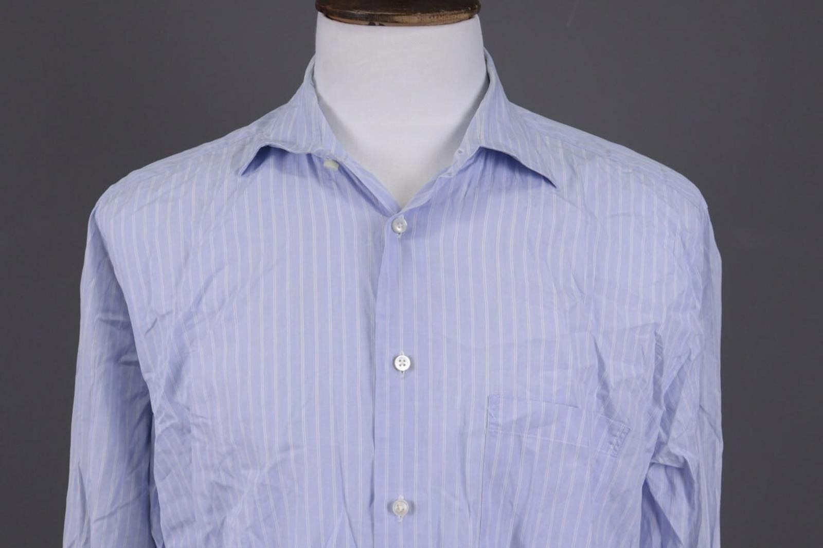 Canali Canali Exclusive Blue Striped Button Down Shirt Size 44 / 17 Size US M / EU 48-50 / 2 - 2 Thumbnail