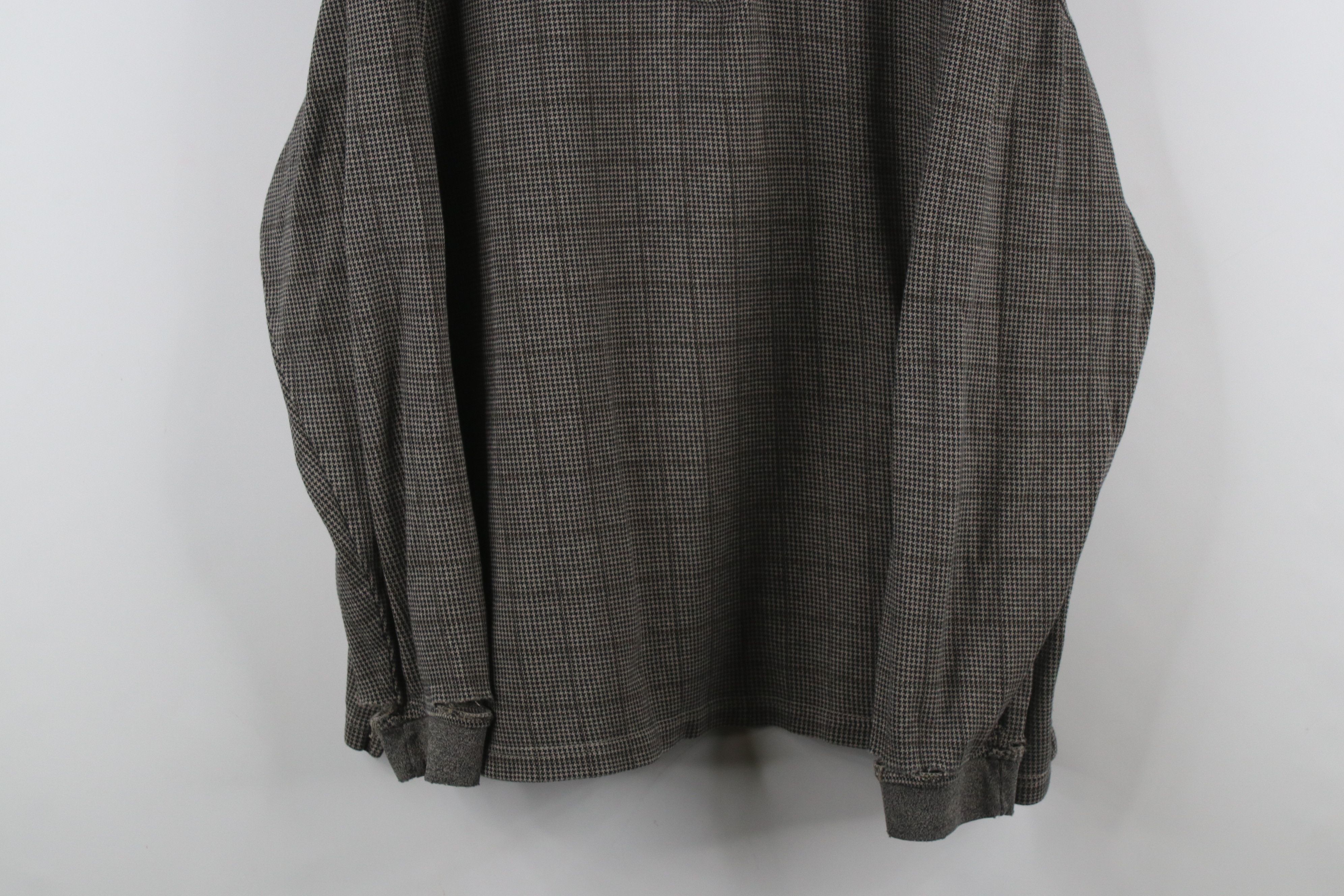 Vintage Vintage 90s Streetwear Heavy Houndstooth Long Sleeve Polo Size US XL / EU 56 / 4 - 3 Thumbnail
