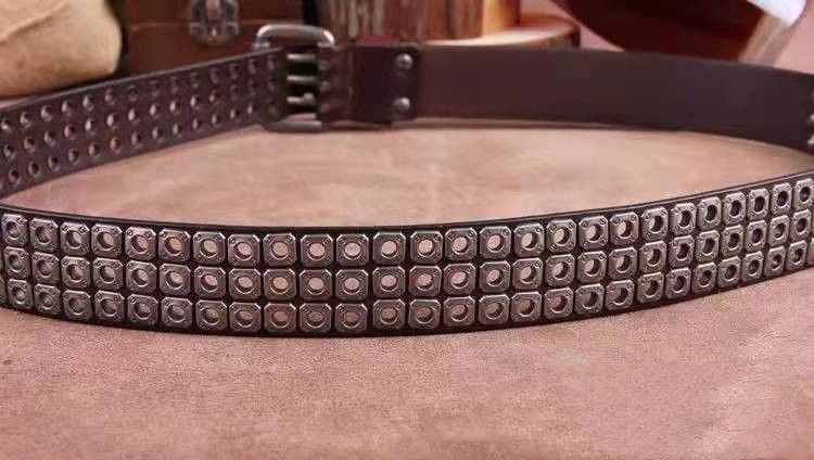 Leather Studded Heavy Metal Leather Belt Size ONE SIZE - 5 Thumbnail