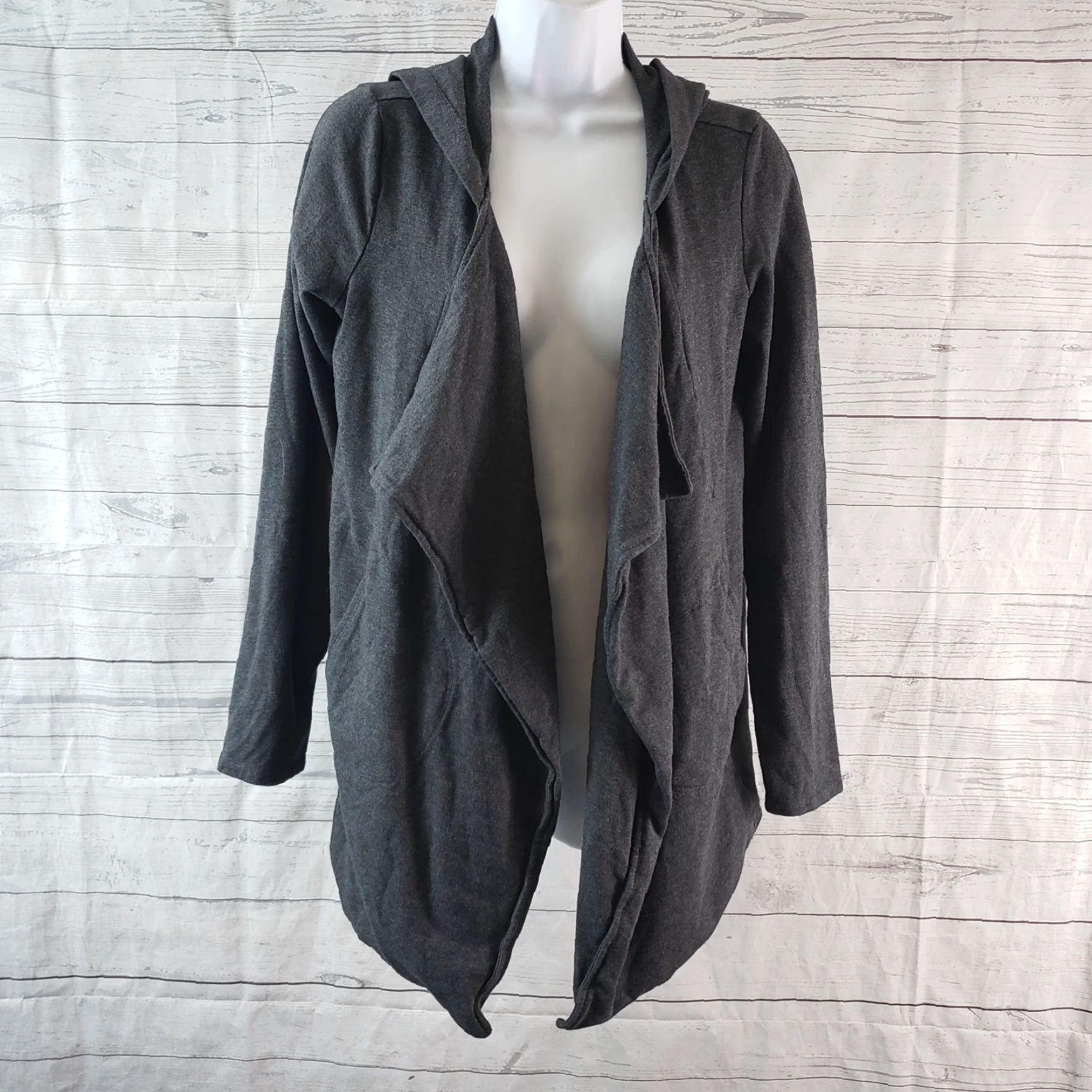 J. Jill VINTAGE PureJill Womens Cardigan Hooded XS Gray Pima Cotton Blend Open Front Petite Size XS / US 0-2 / IT 36-38 - 2 Thumbnail