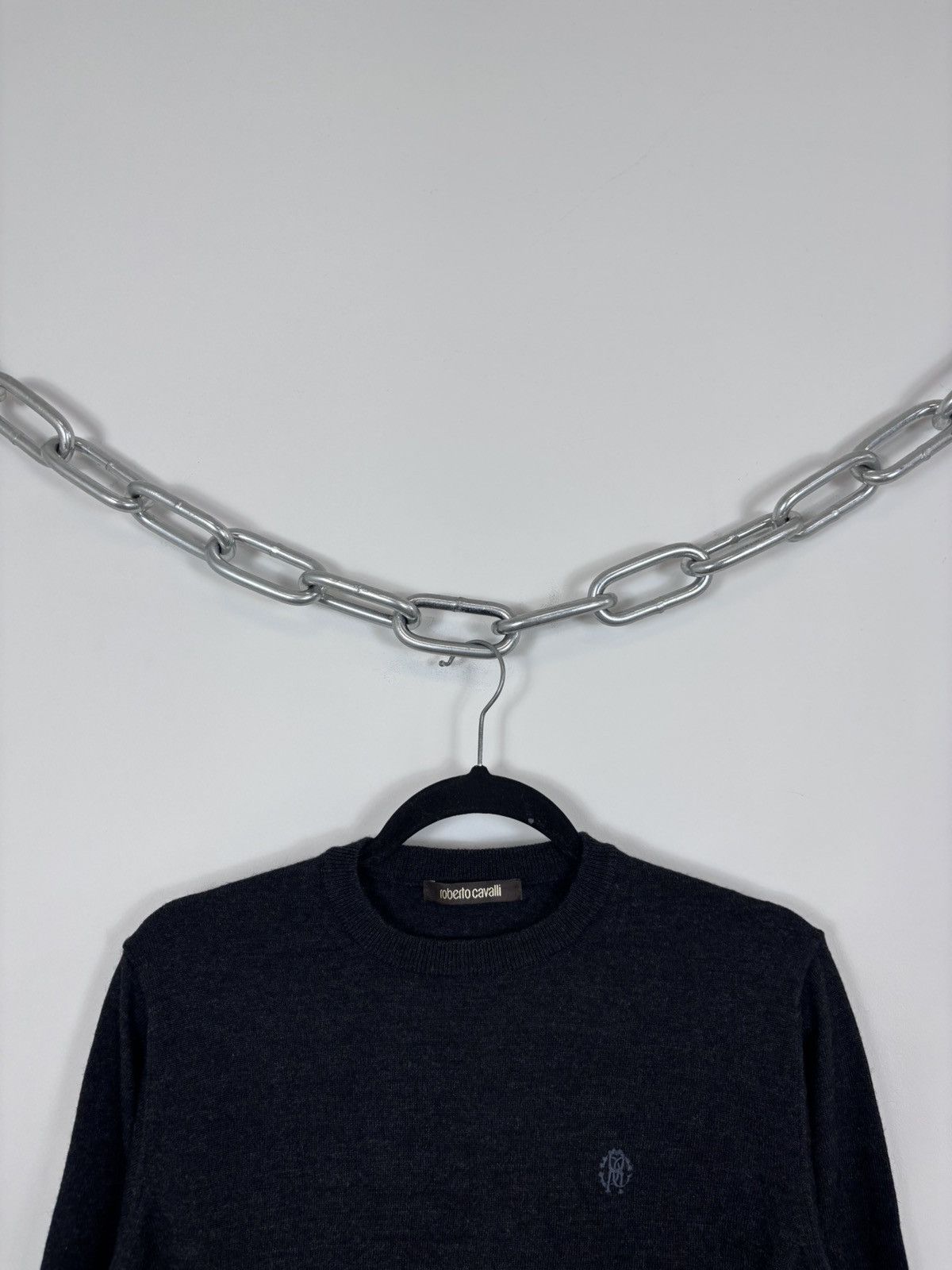 Roberto Cavalli Roberto Cavalli Men’s Dark Grey/Black Acrylic Wool Sweater Size US L / EU 52-54 / 3 - 3 Thumbnail