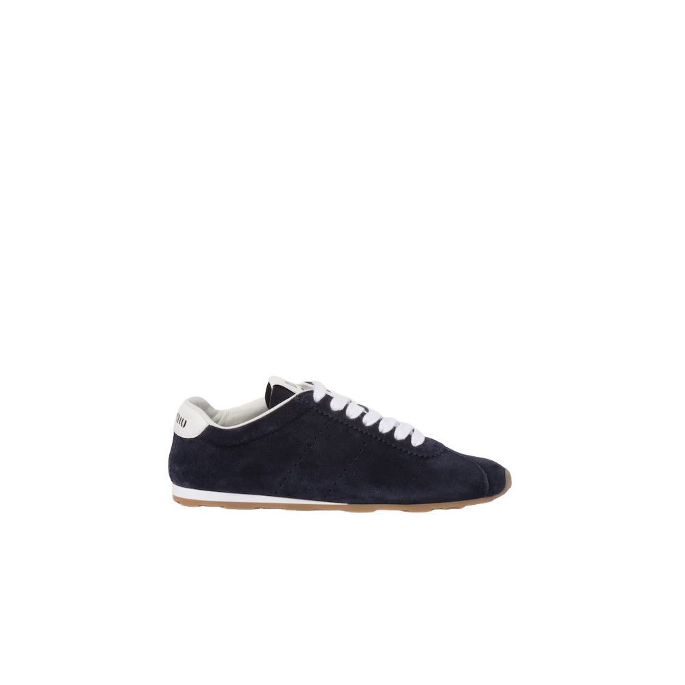 MIU MIU Plume $950 Navy Suede Sneakers New And Authentic (Wo