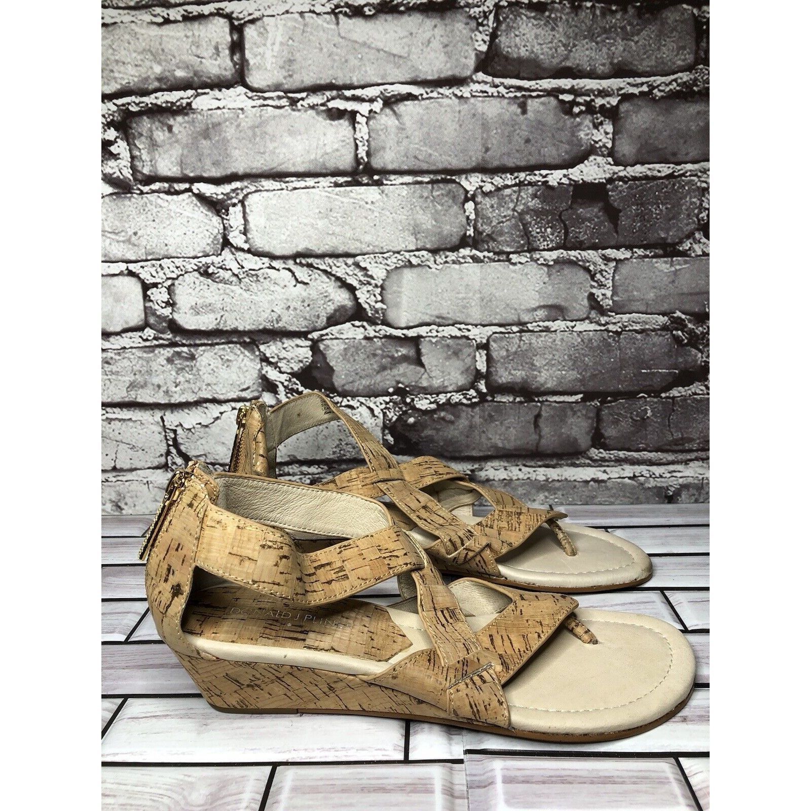 Donald Pliner Donald Pliner Deann Tan Cork Wedge Back Zipper Sandals Women Size US 7.5 / IT 37.5 - 1 Thumbnail